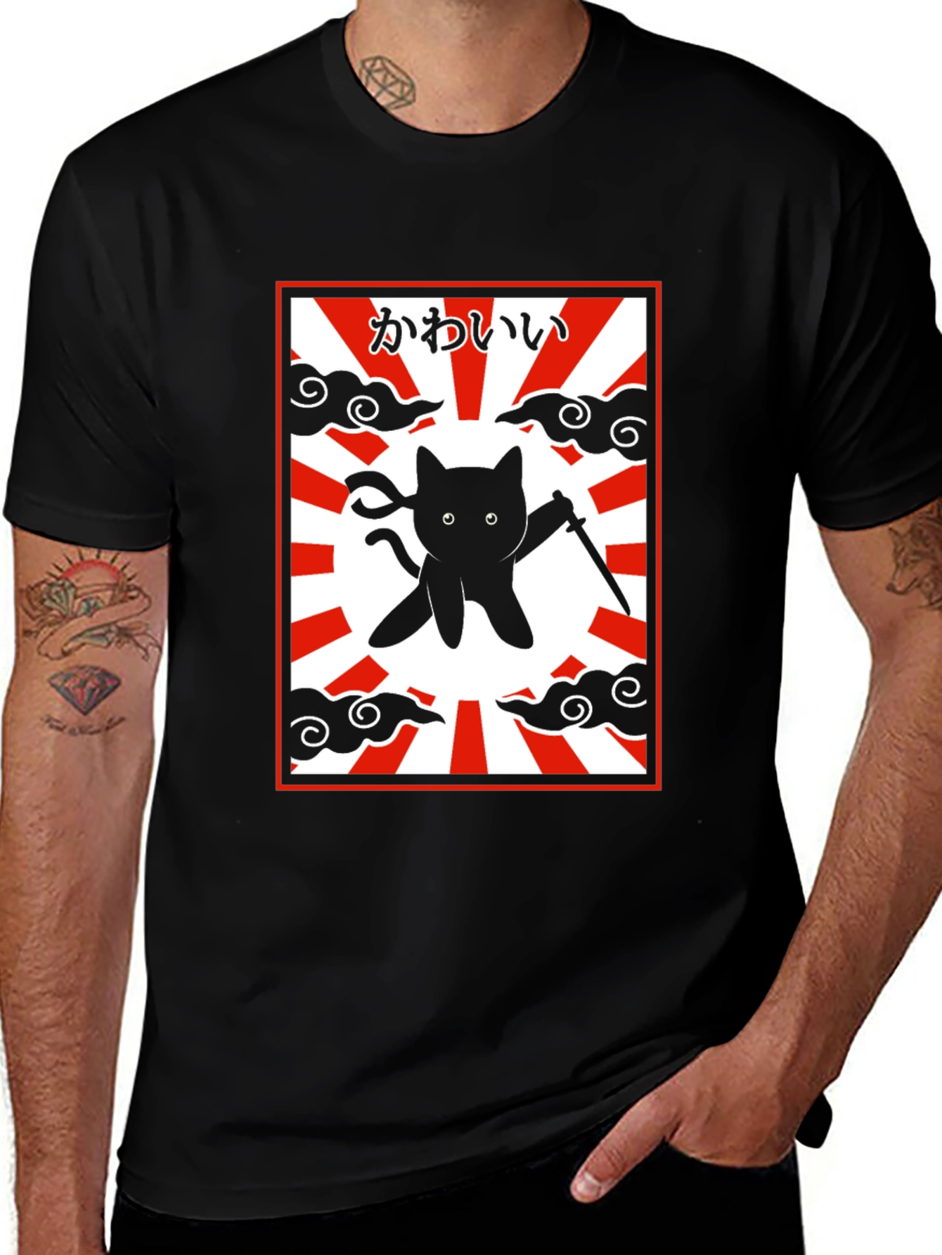 Variant 8 of Ninja Cat Graphic T-Shirt - Kawaii Japanese Design