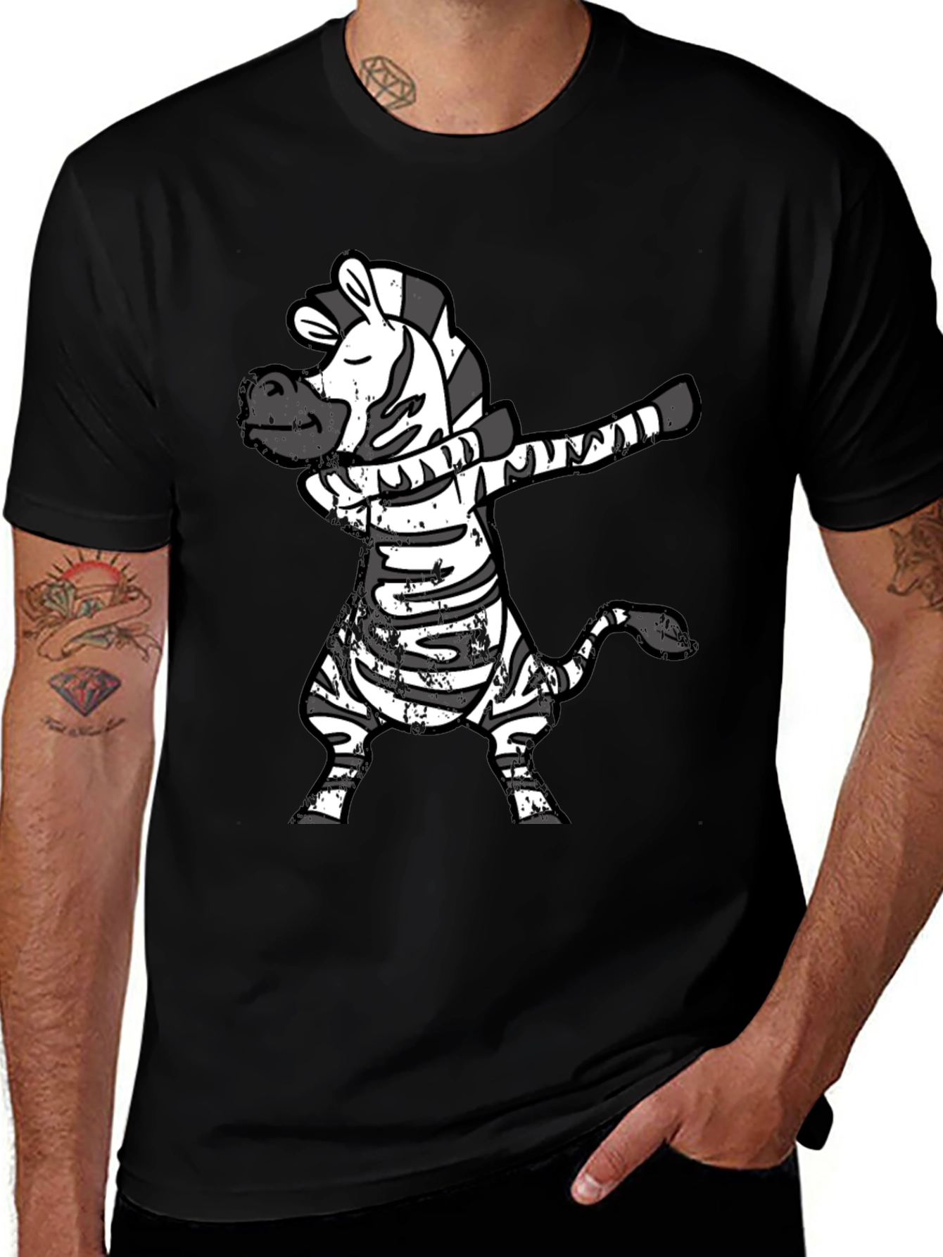 Dabbing Zebra Black T-Shirt Funny Animal Tee
