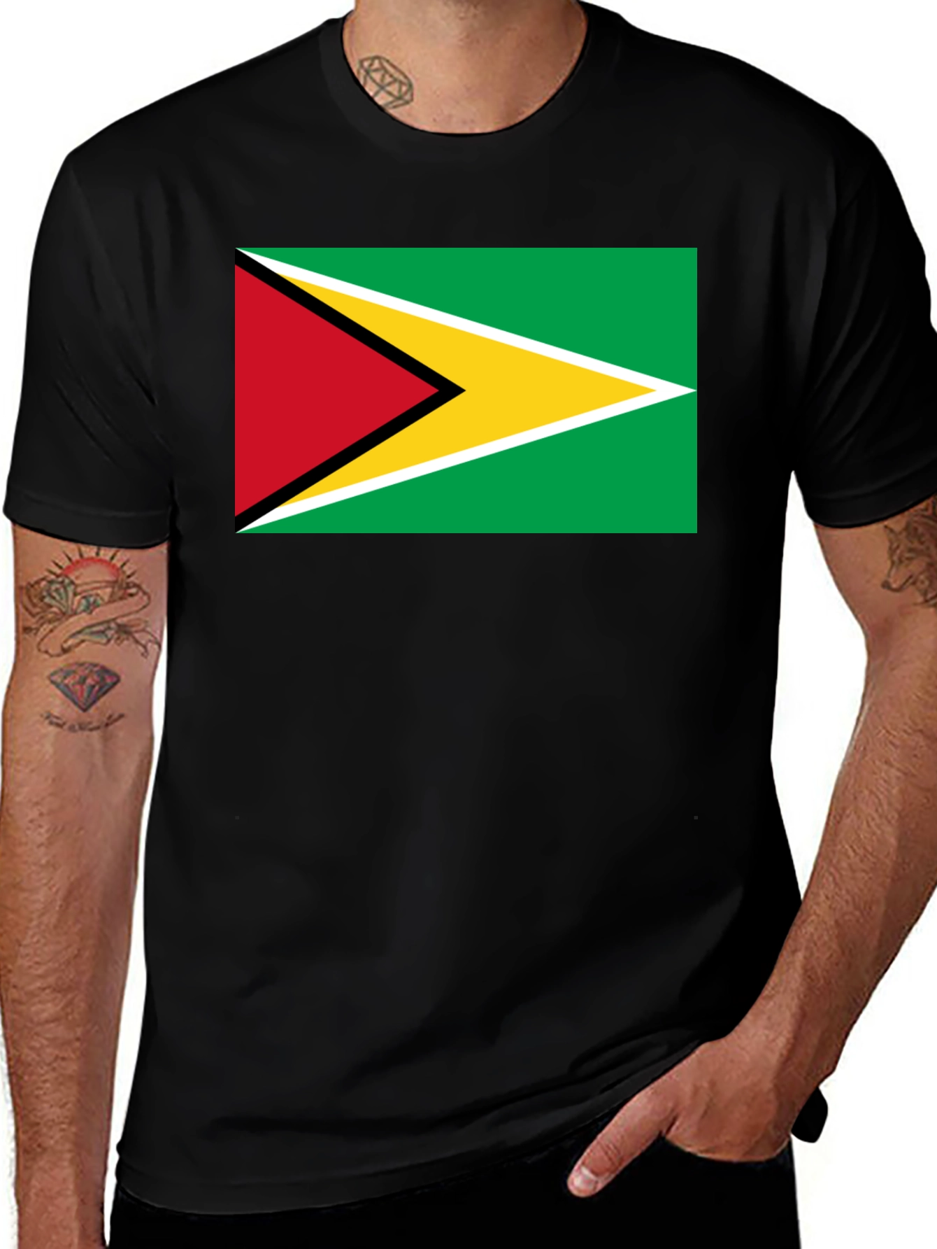 Guyana Flag T-Shirt - Black Cotton Tee