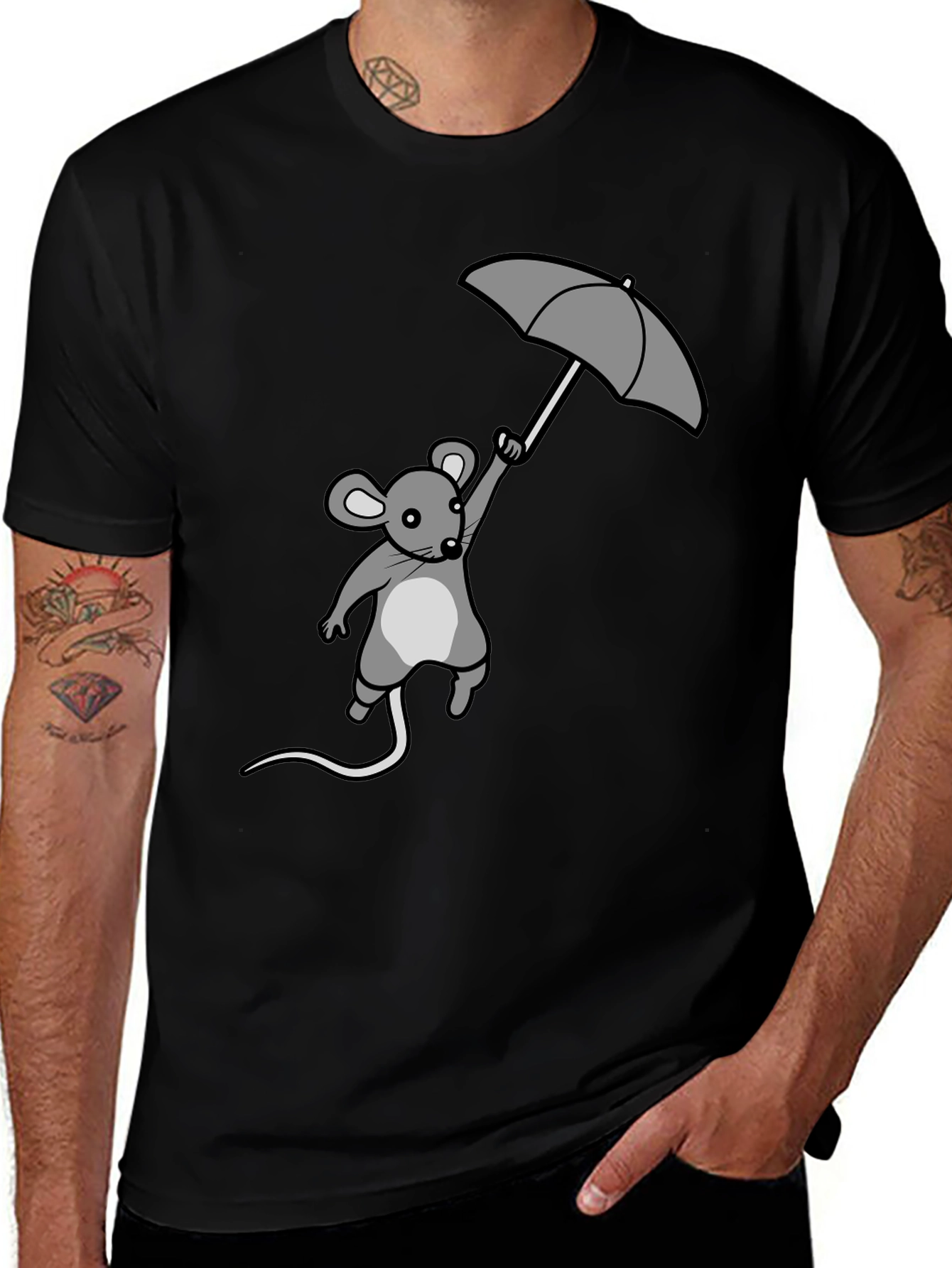 Variant 12 of Whimsical Mouse & Umbrella Graphic Tee
