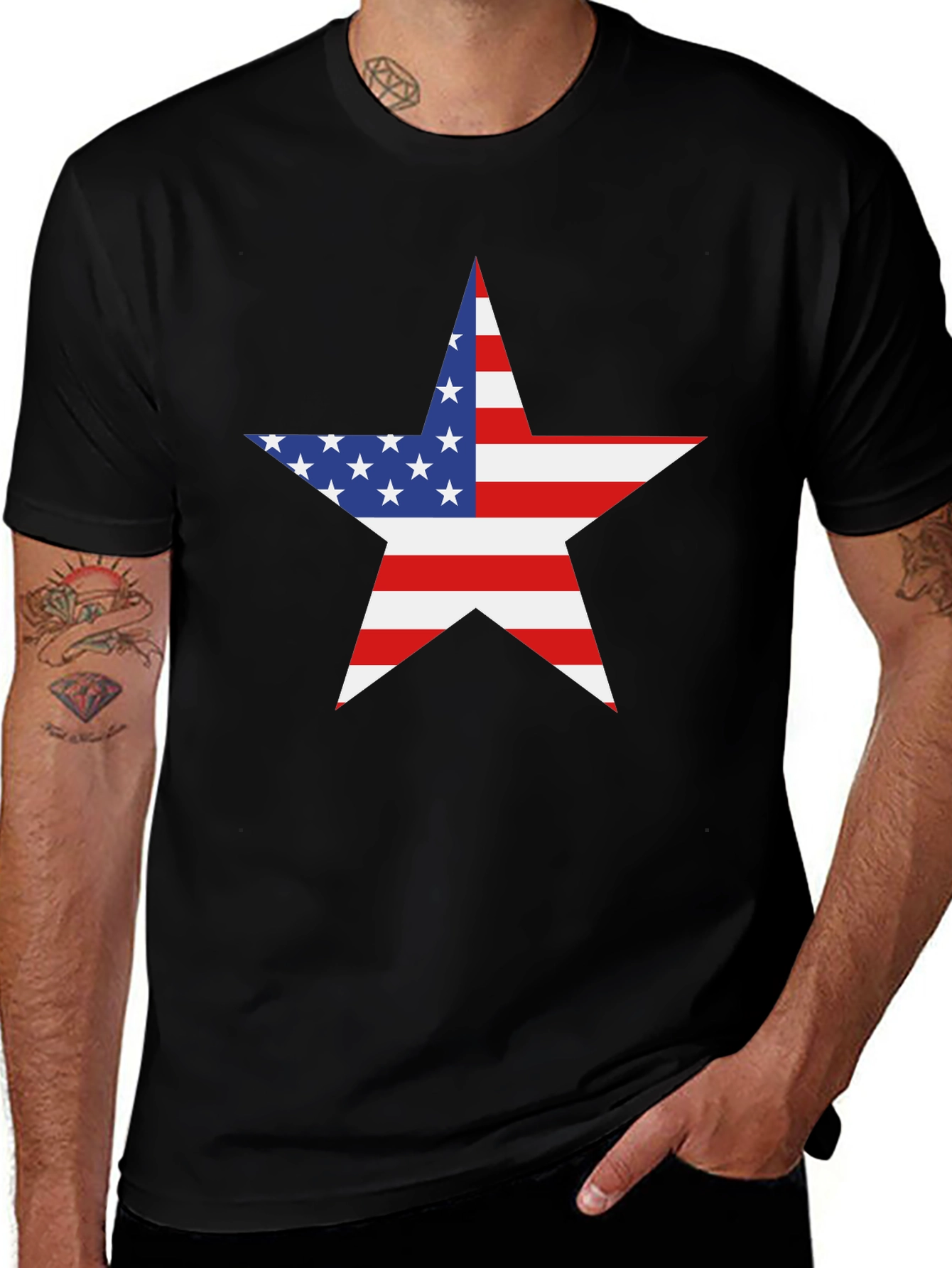 Variant 5 of American Flag Star Graphic Tee