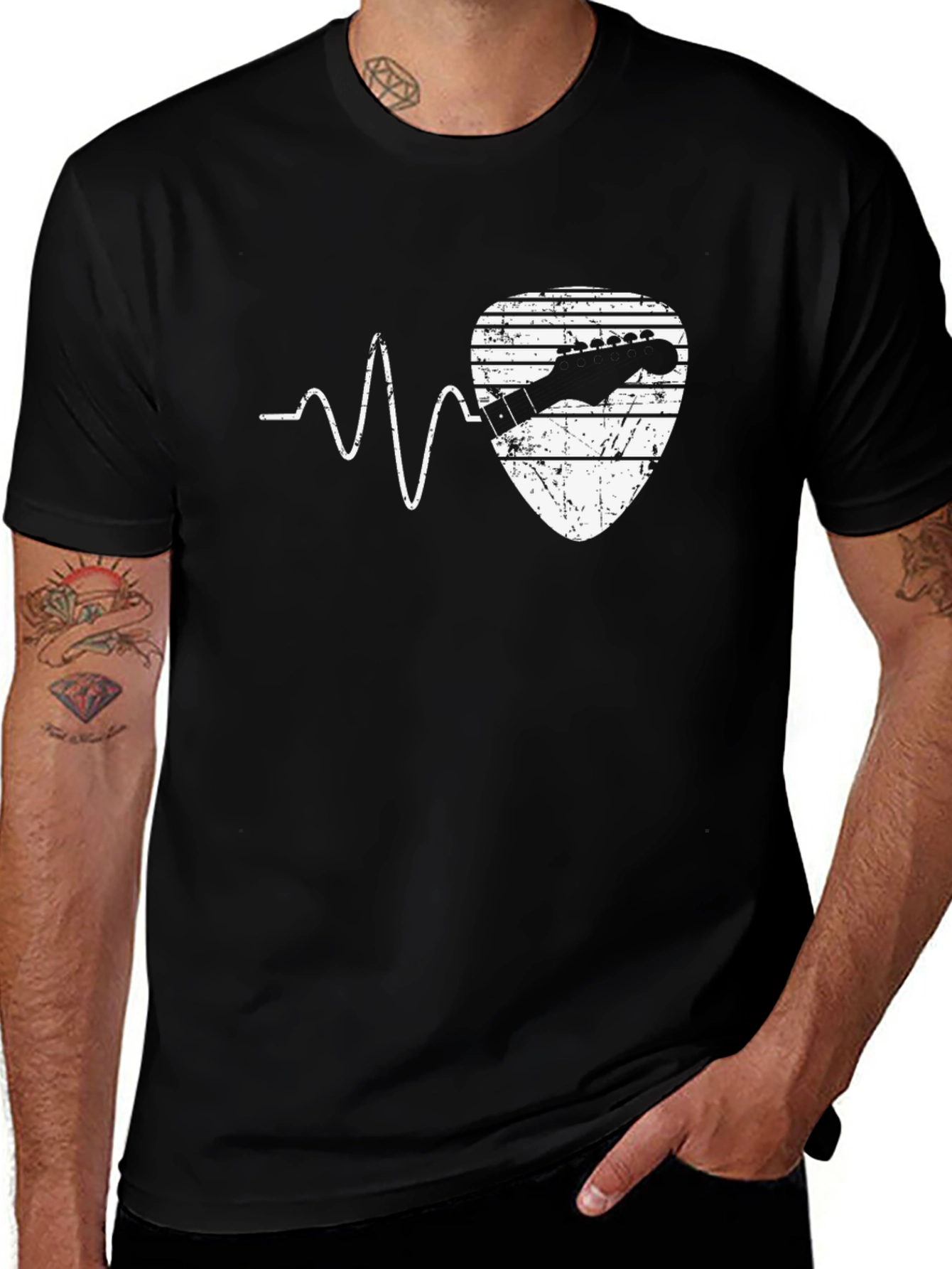 Variant 25 of Guitar Pick Heartbeat T-Shirt - Musician Graphic Tee