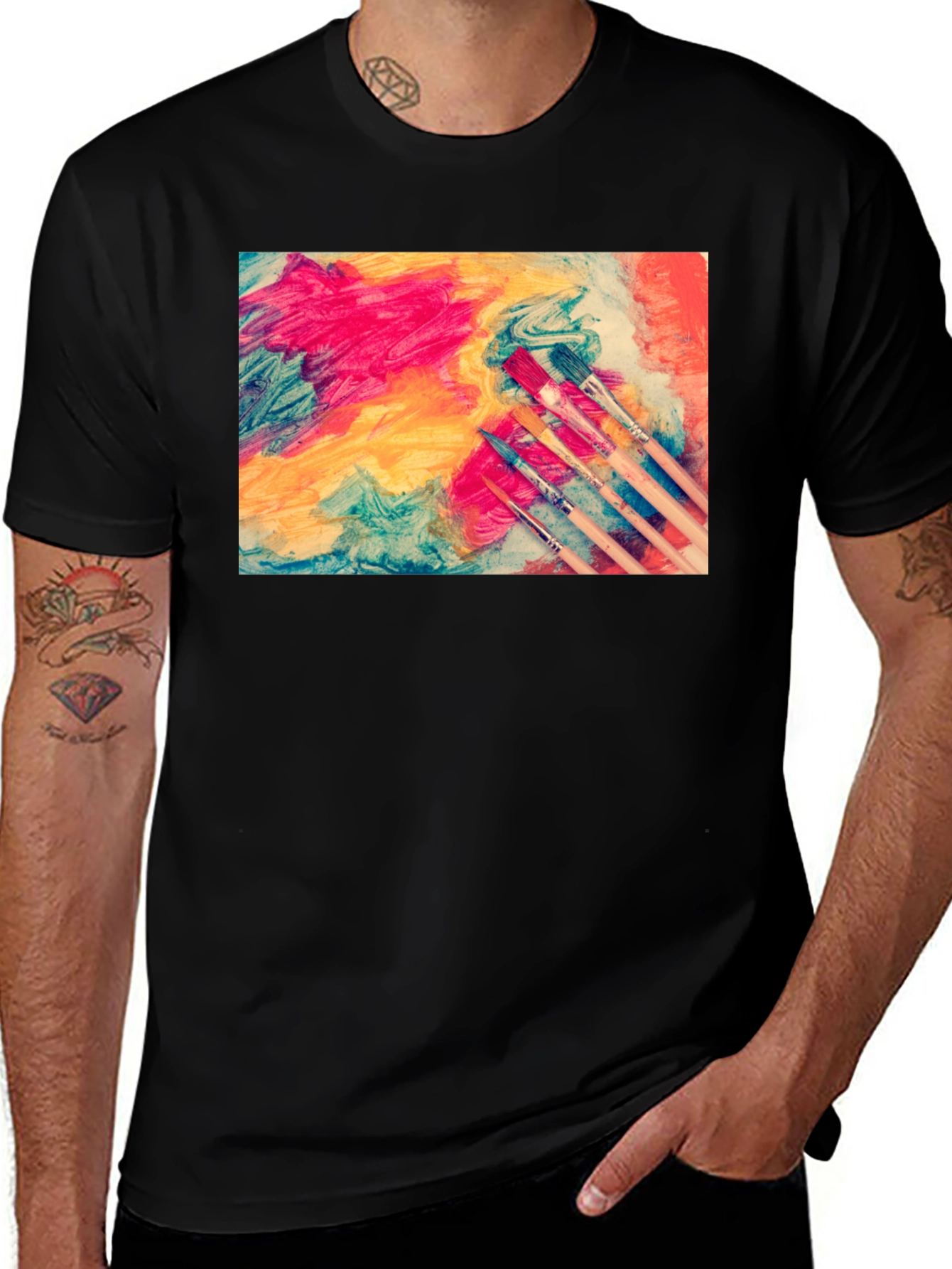 Variant 16 of Abstract Art Paintbrush Graphic T-Shirt