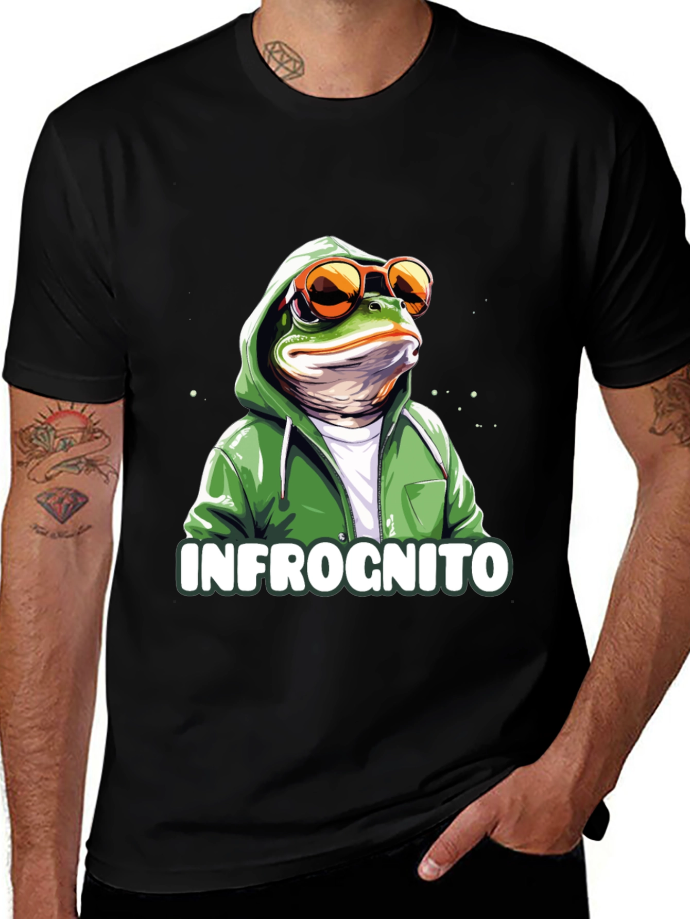 Black Infrognito Frog T-Shirt - Cool & Funny Design main image