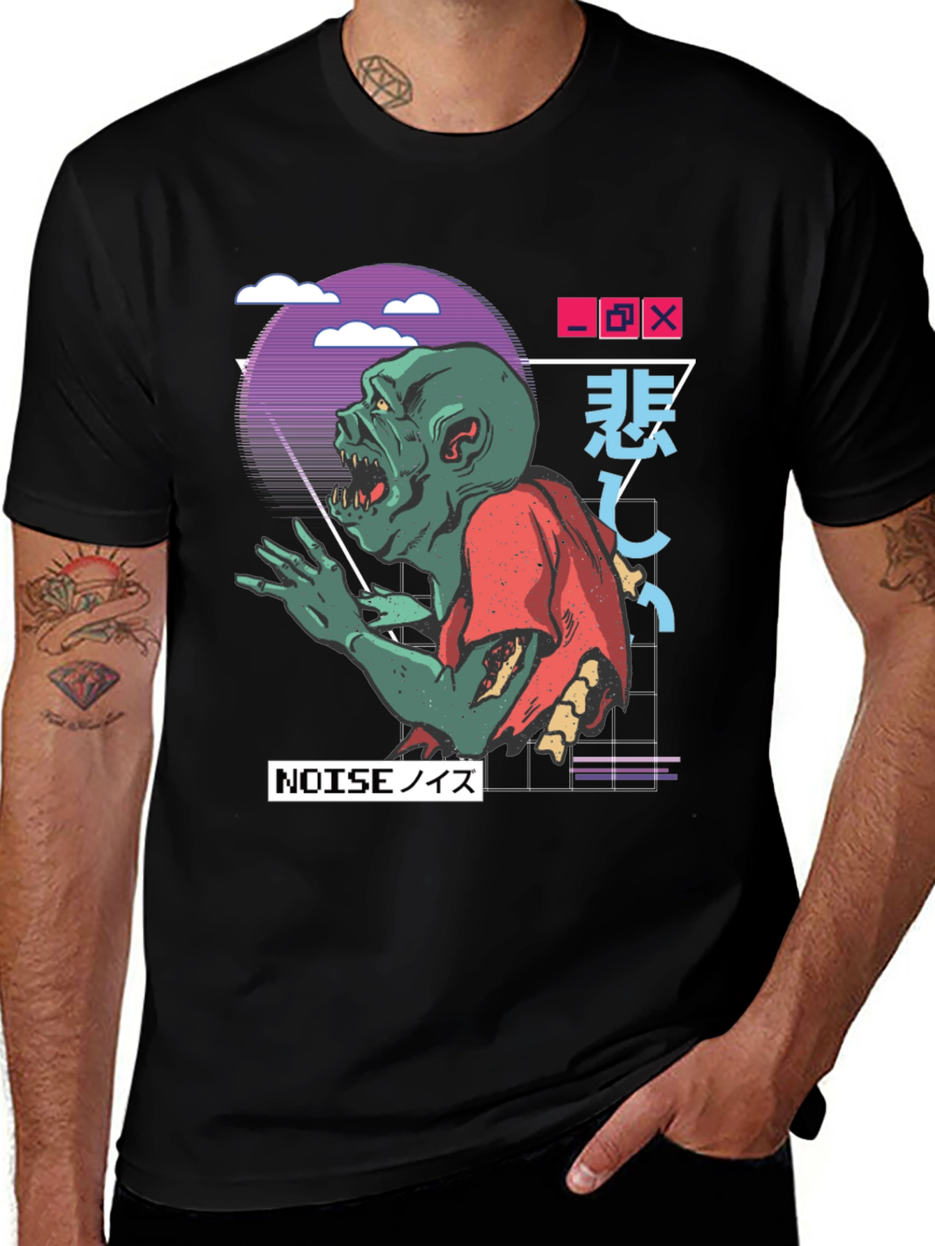 Variant 24 of Zombie Noise T-Shirt - Vaporwave Style