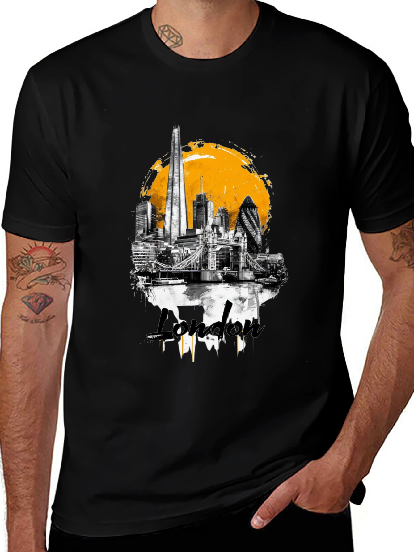 London Skyline Graphic Tee - Stylish Black T-Shirt
