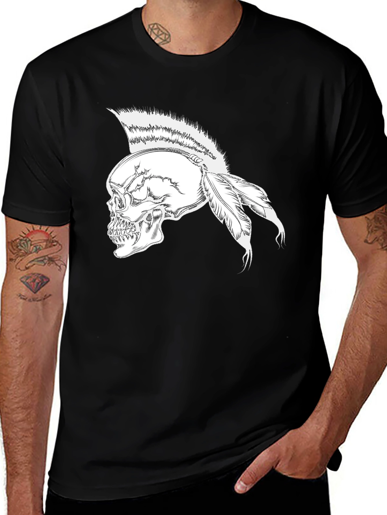 Variant 11 of Skull Mohawk T-Shirt - Edgy Graphic Tee
