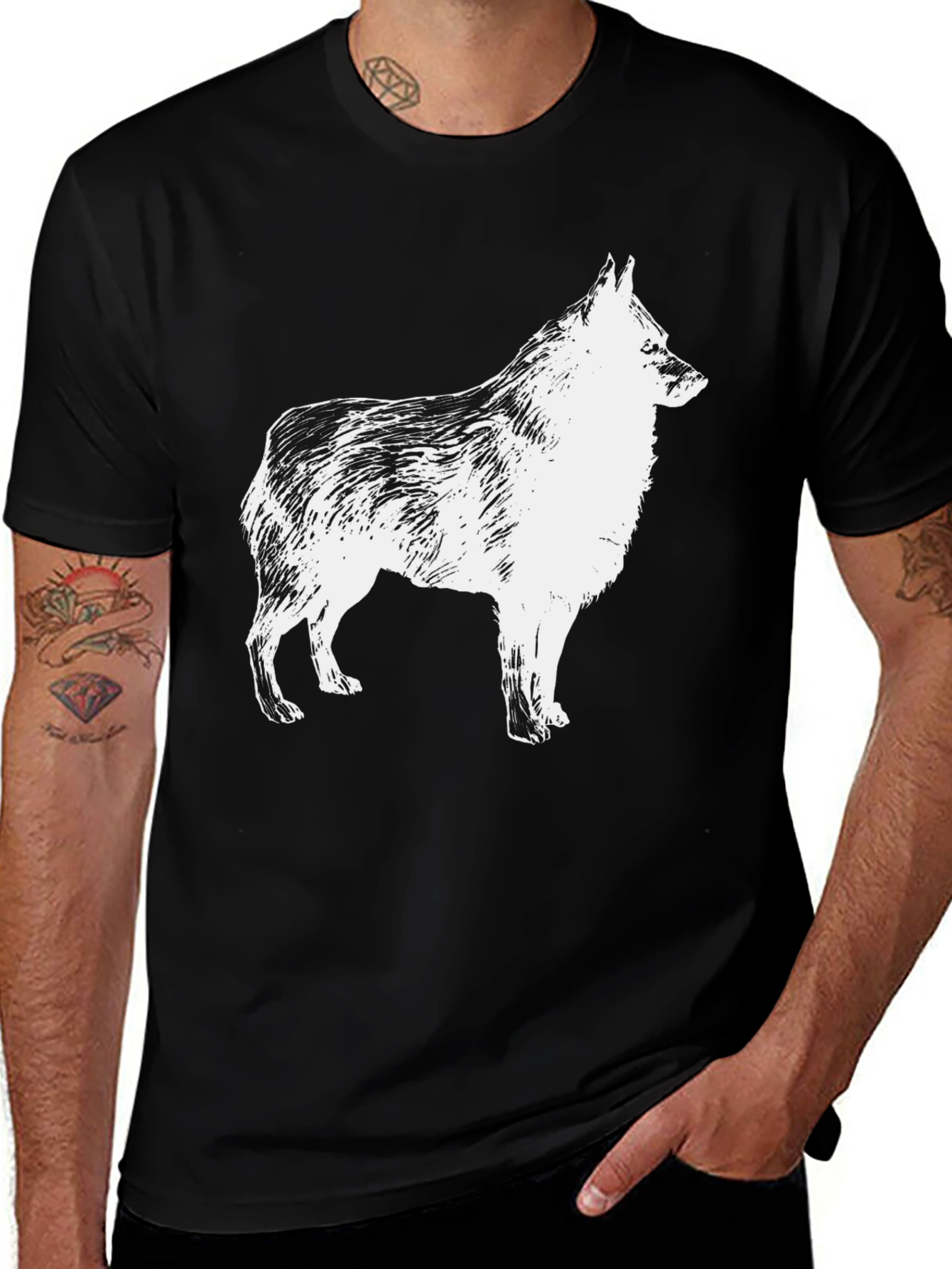 Variant 30 of Dog Graphic Print Black T-Shirt