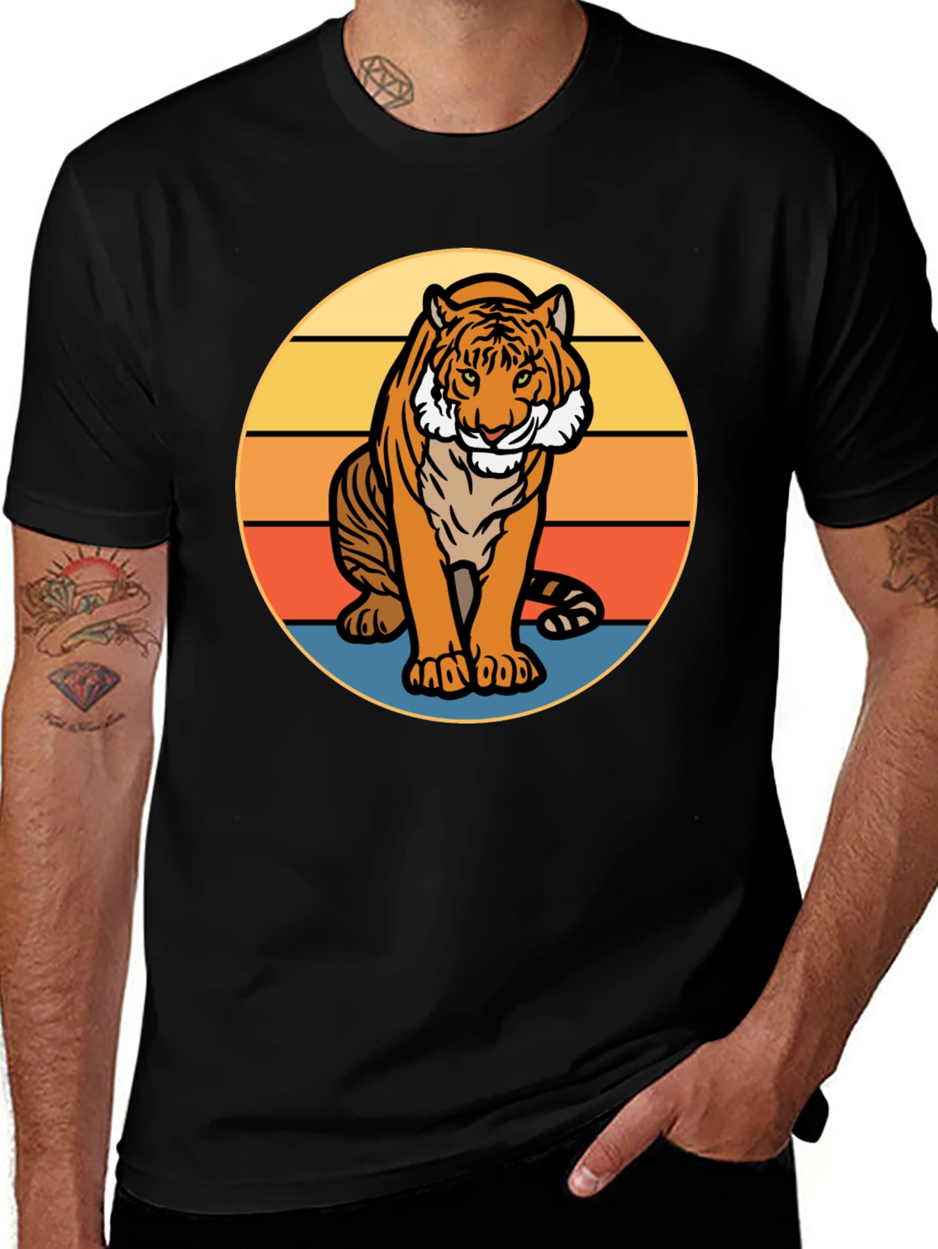 Variant 9 of Retro Tiger Graphic Tee - Black