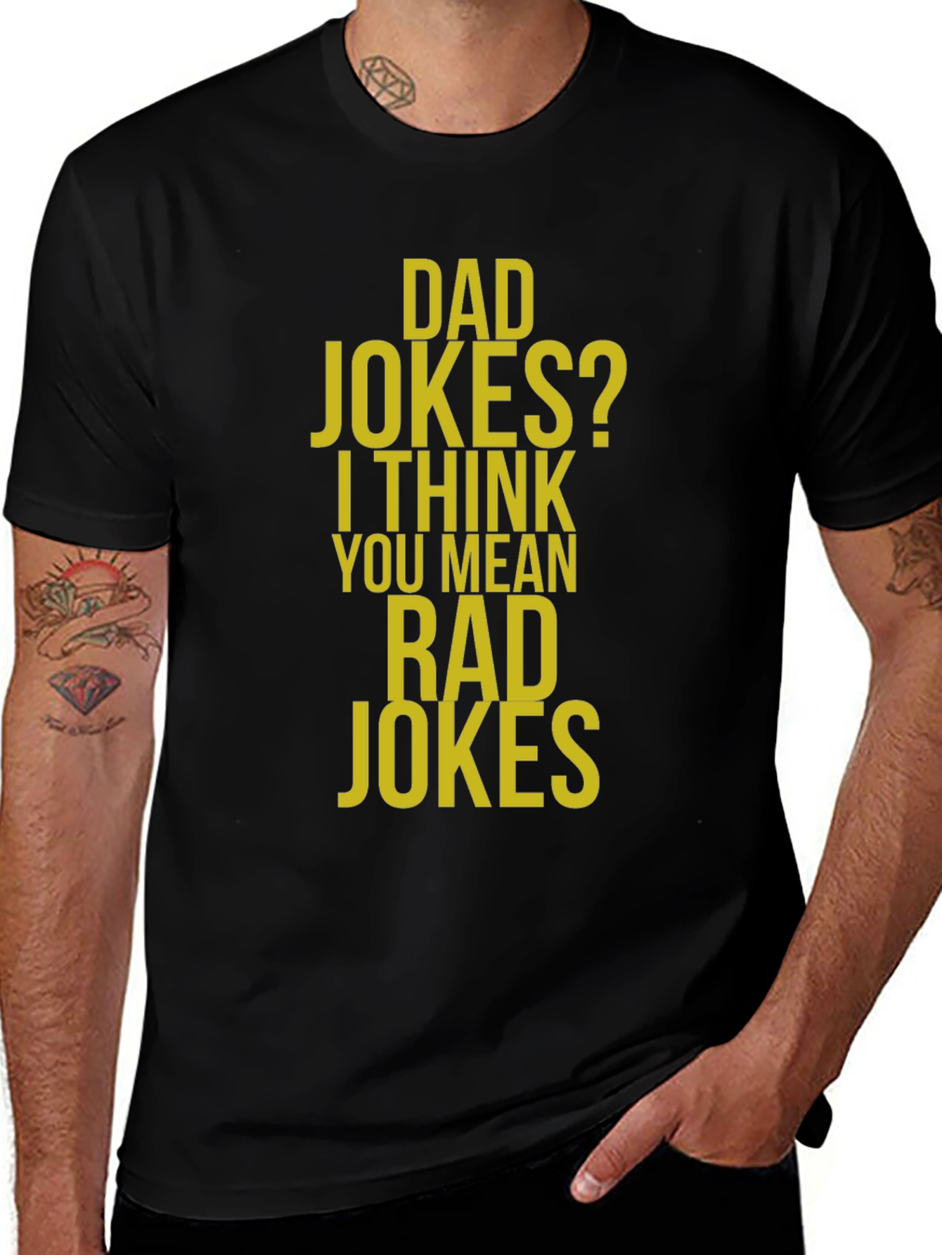 Variant 26 of Dad Jokes? Rad Jokes! Men's Black Graphic Tee