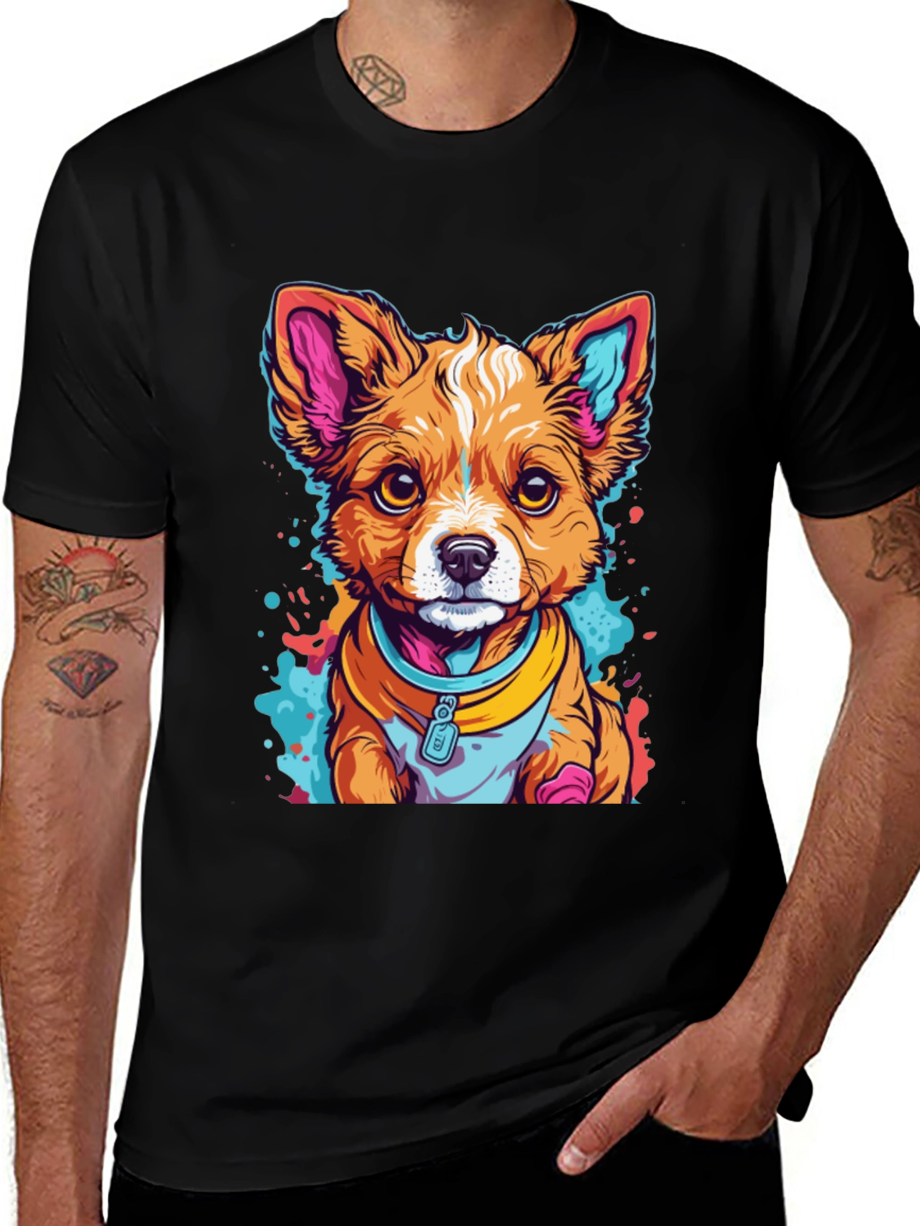 Variant 15 of Dog Graphic Print Black T-Shirt