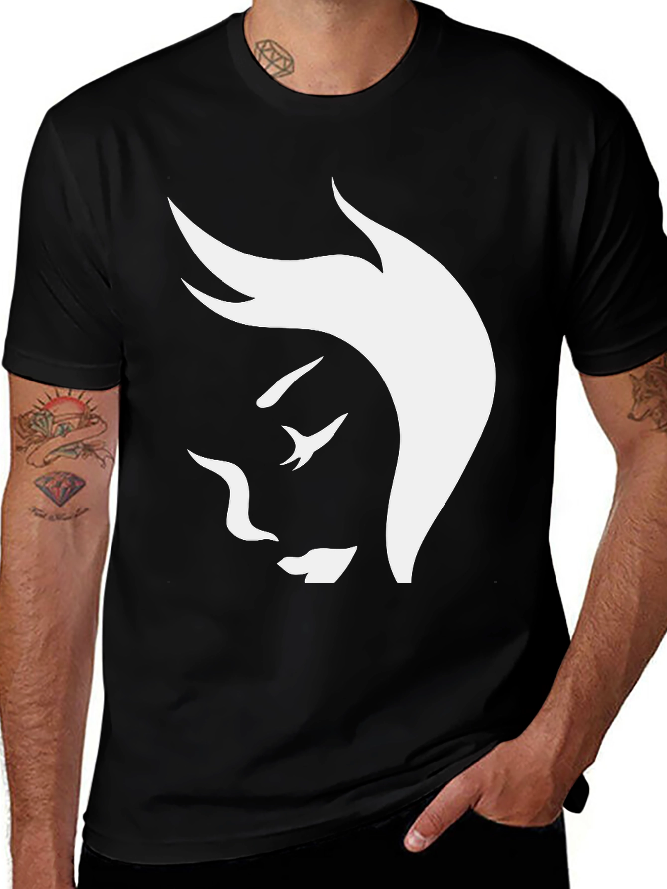 Variant 30 of Abstract Face Graphic Tee - Stylish Black T-Shirt