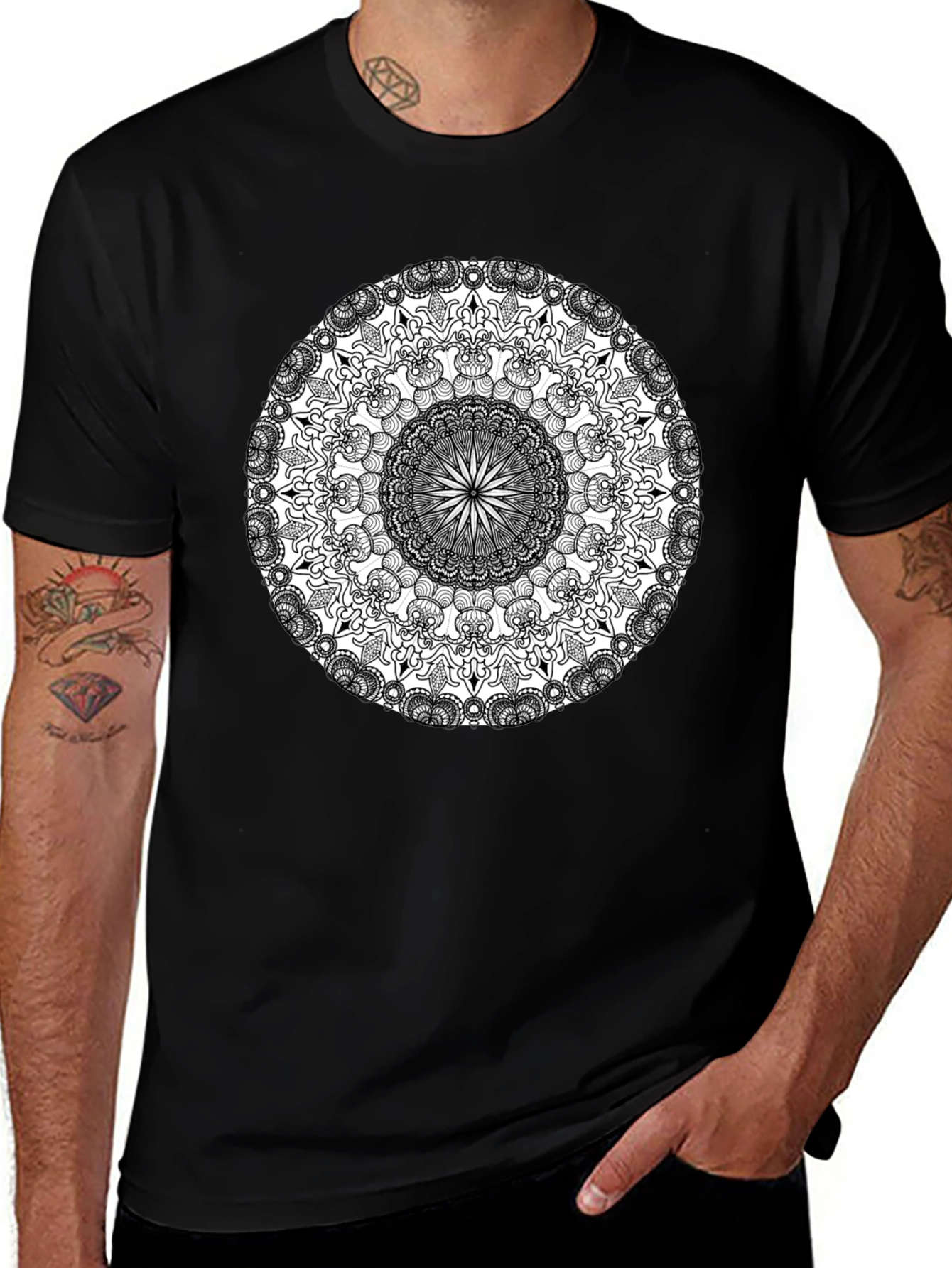 Mandala Print Black T-Shirt - Stylish Graphic Tee