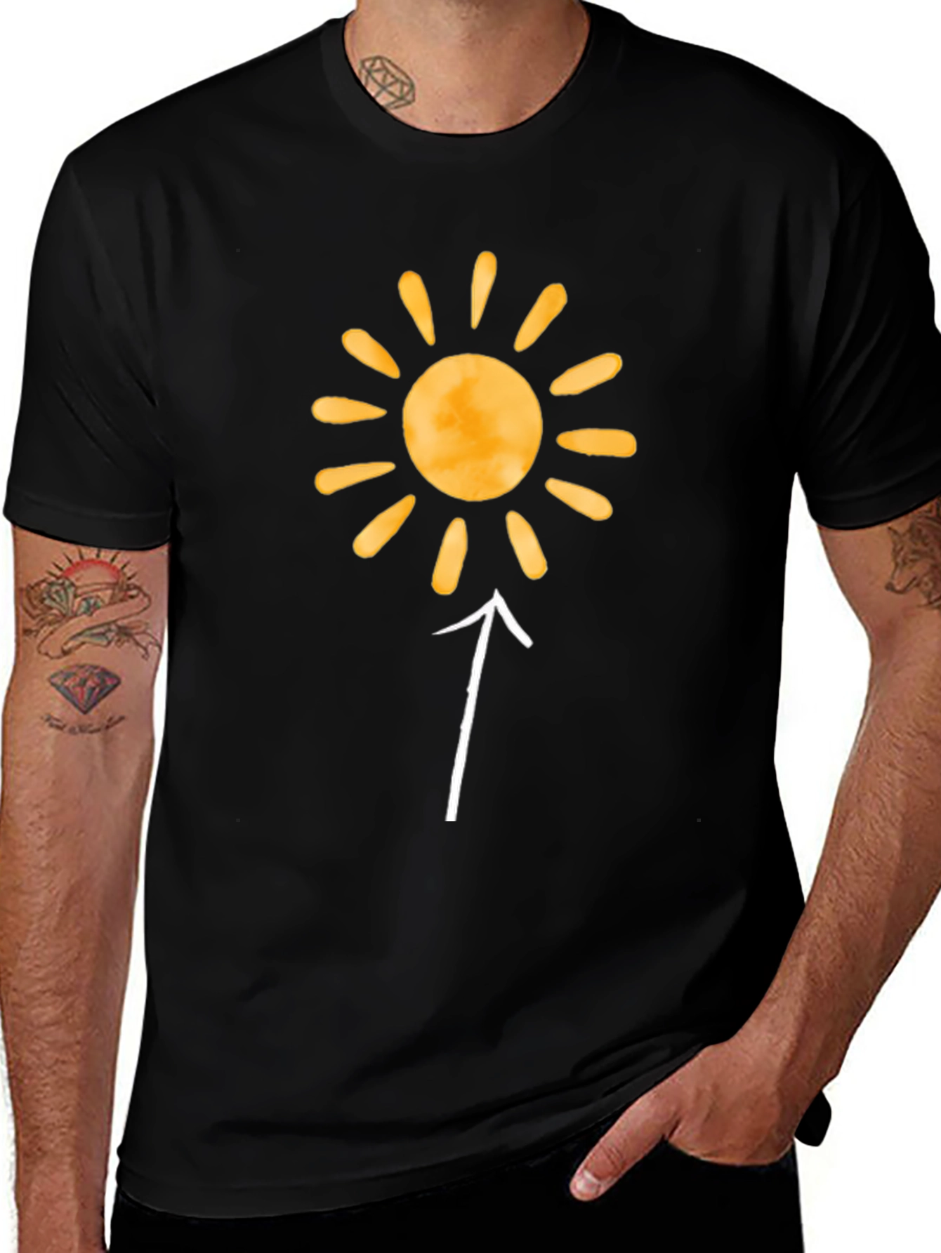 Variant 7 of Sunshine Arrow Graphic Tee - Unisex Black T-Shirt