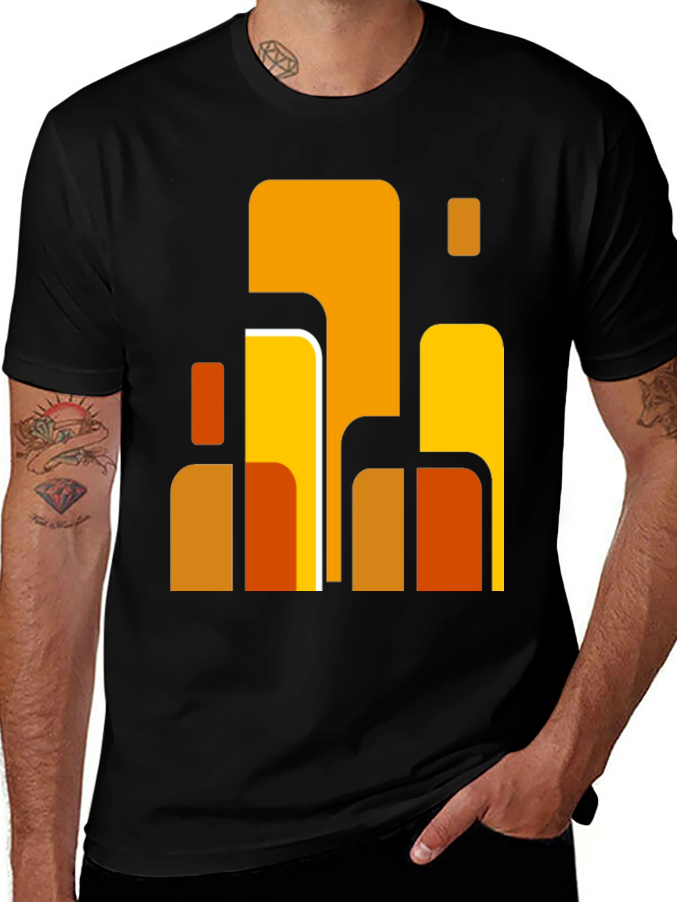 Variant 6 of Retro Graphic Tee - Men's Black T-Shirt