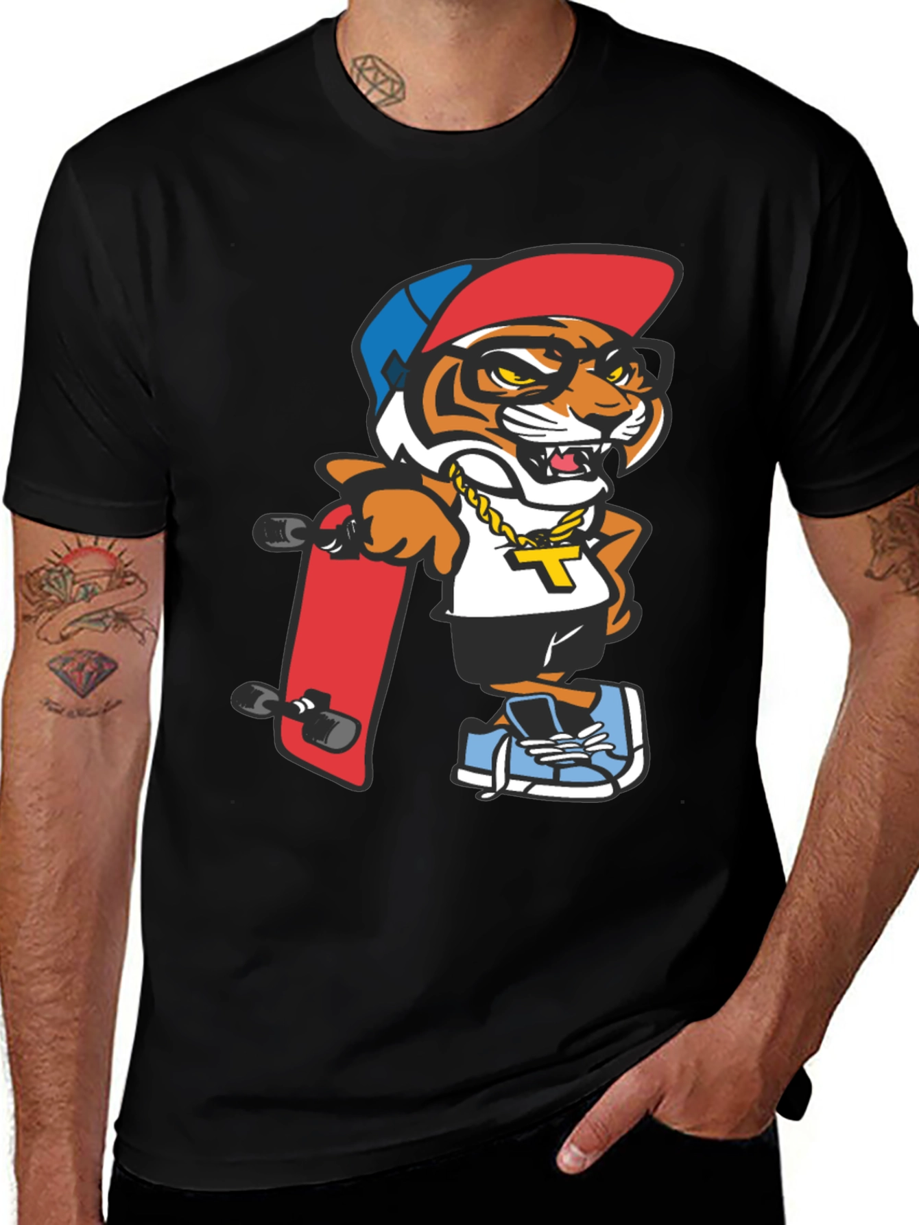 Variant 5 of Cool Tiger Graphic Tee - Black T-Shirt
