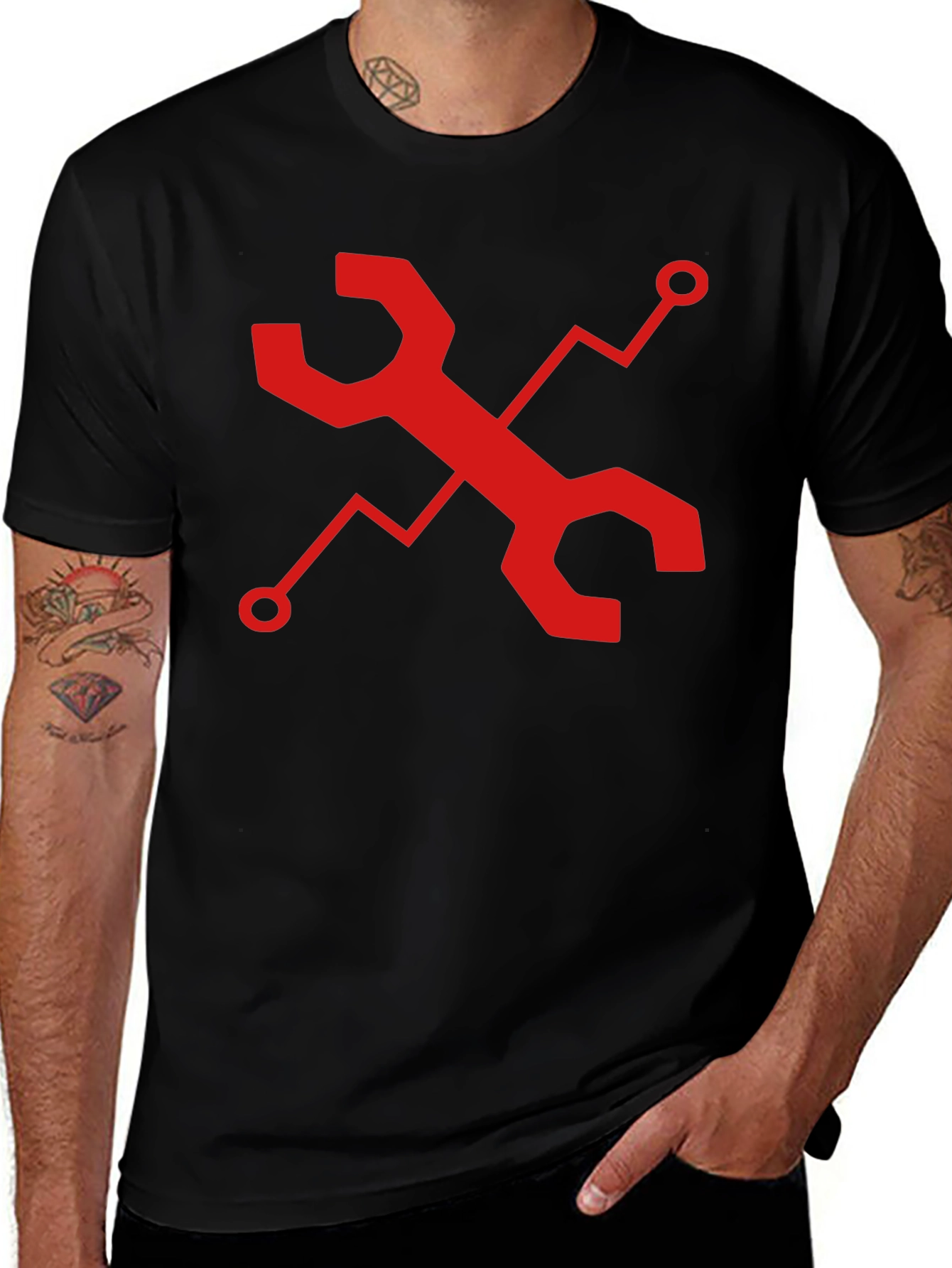 Variant 8 of Tech Wrench Graphic Tee - Black Cotton Comfort