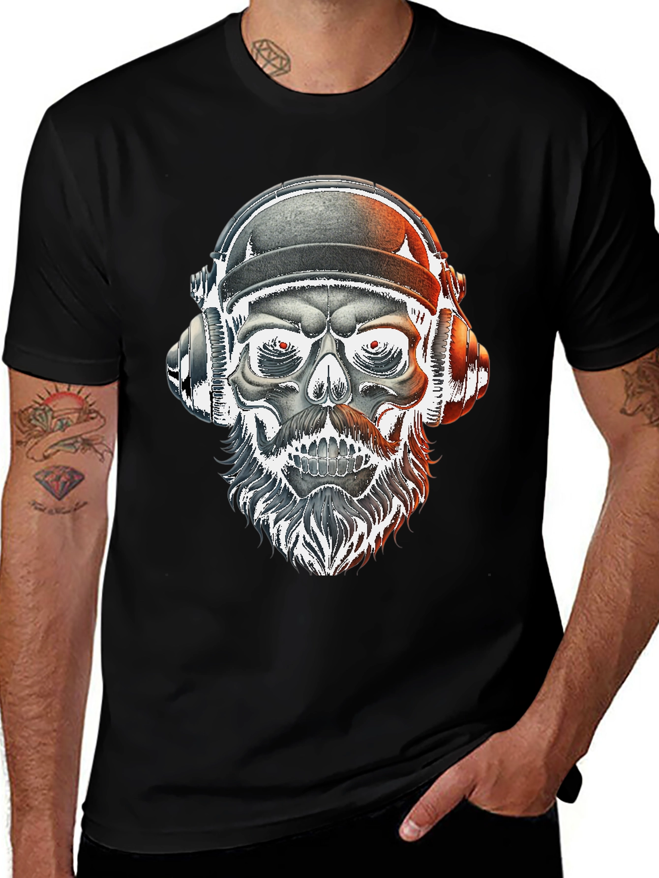 Variant 15 of Skull with Headphones Graphic Tee