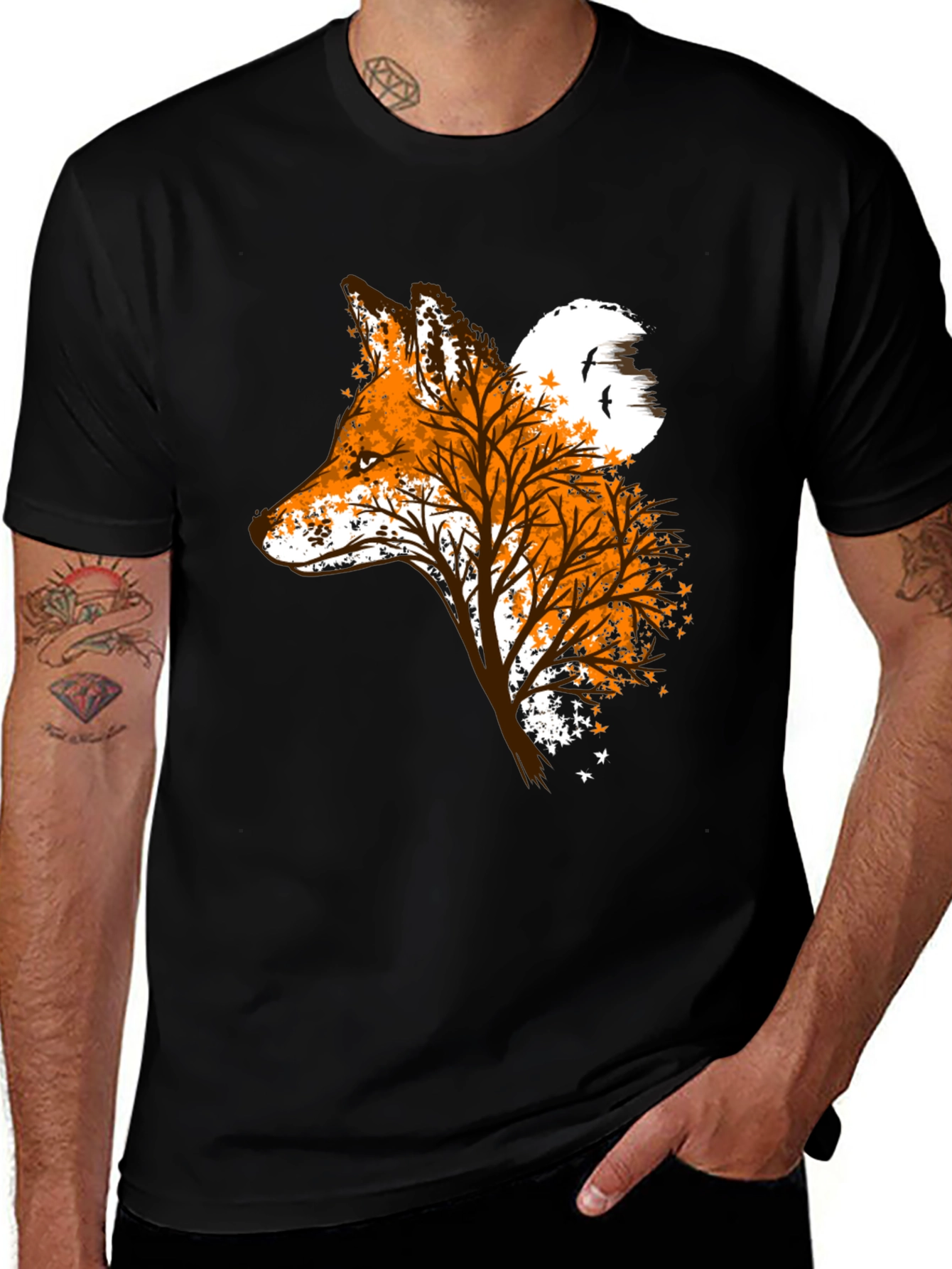 Variant 17 of Fox & Tree Graphic Tee - Nature Inspired Design