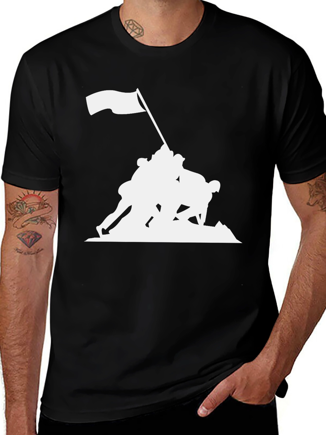 Variant 11 of Raising the Flag T-Shirt - Black