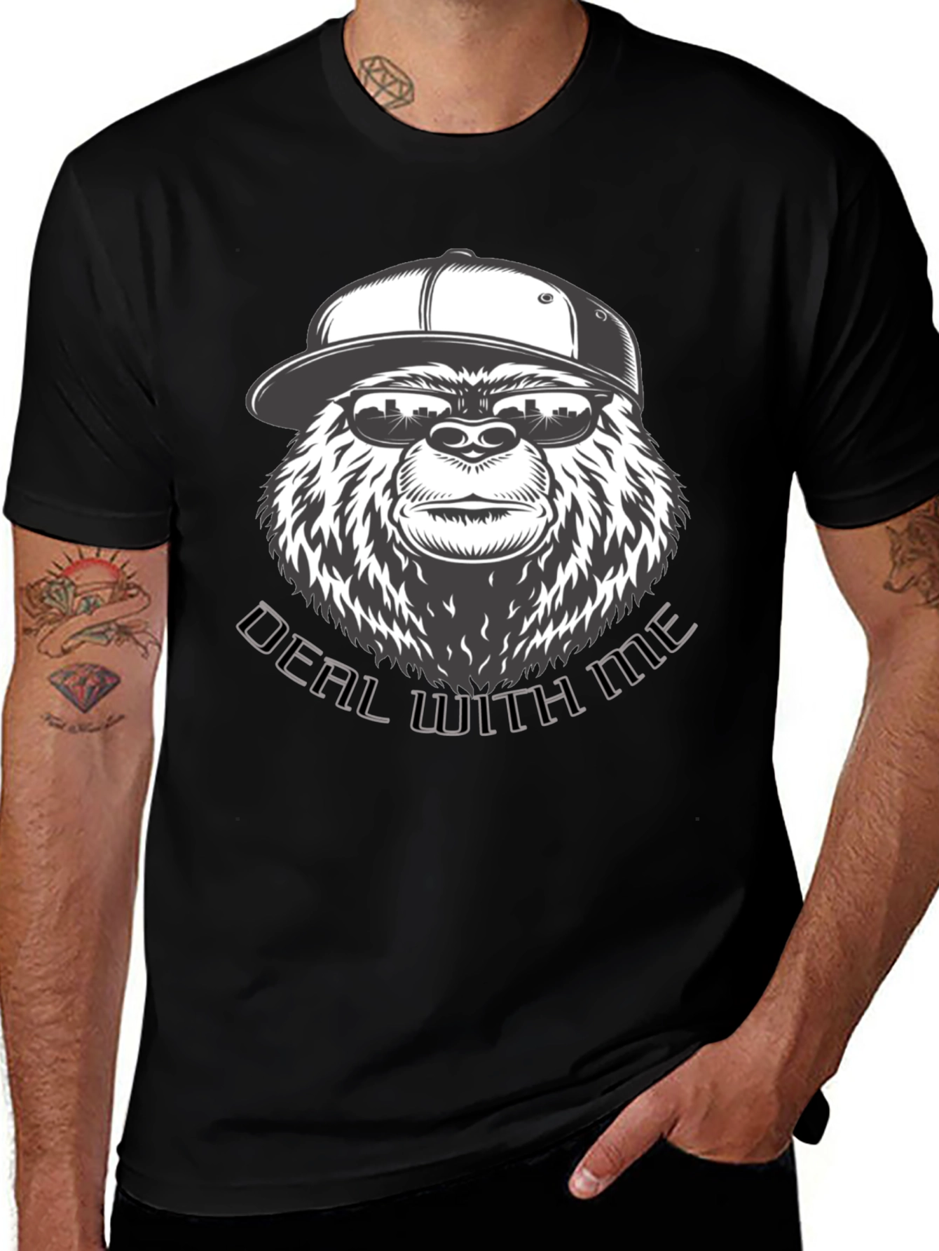 Variant 10 of Cool Gorilla Deal With Me Black Graphic T-Shirt