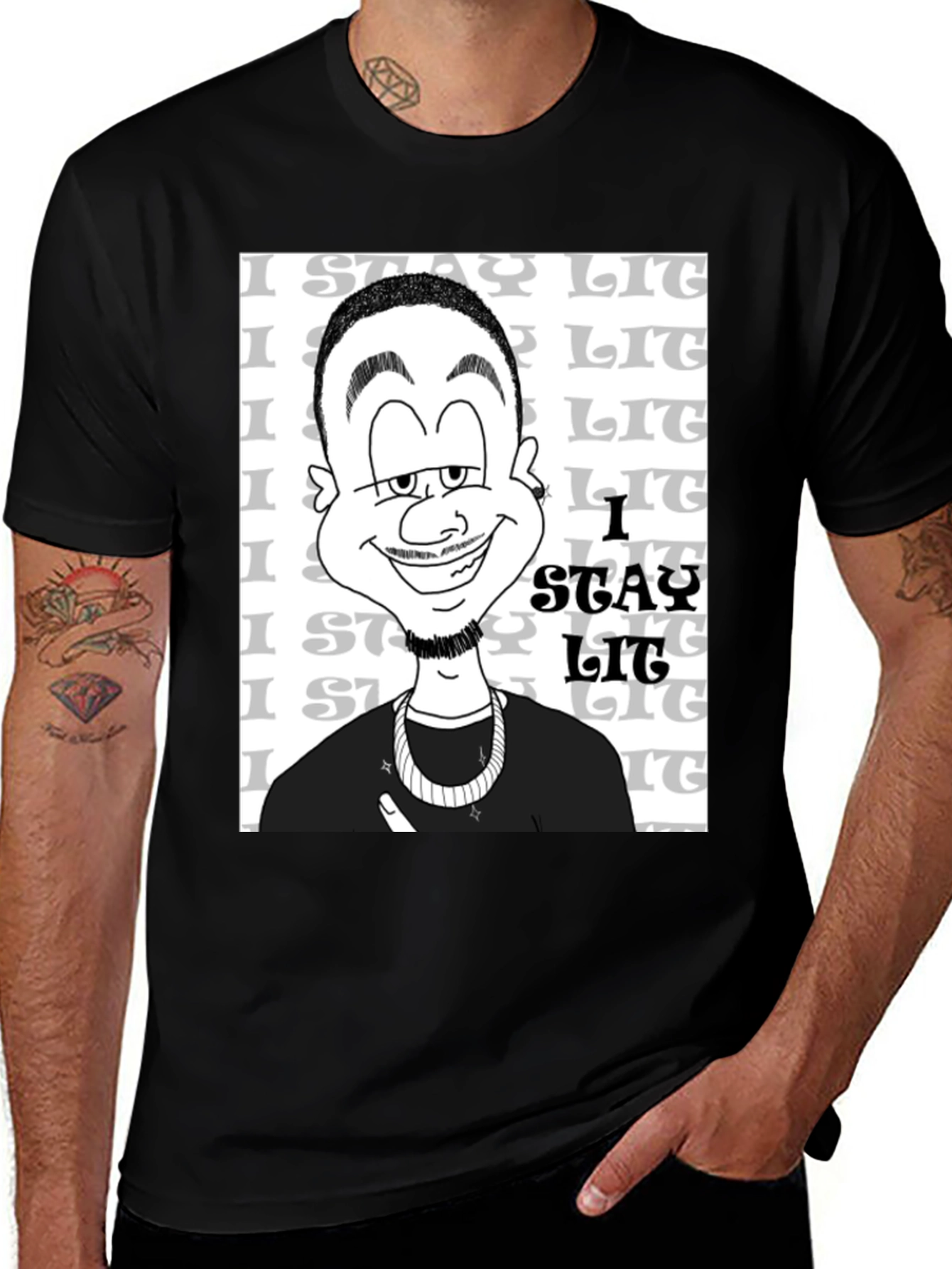 Variant 14 of Stay Lit Black Graphic T-Shirt