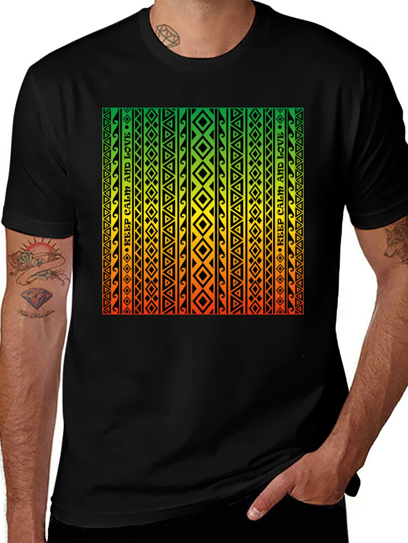 Rasta Style Graphic Tee - Keep Calm and Love