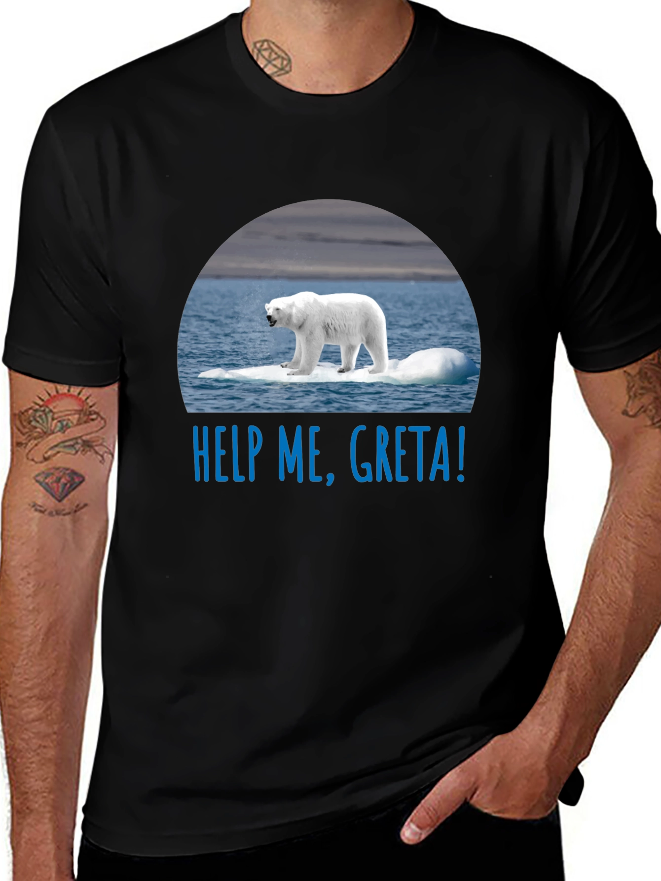 Variant 22 of Help Me, Greta! Climate Change Polar Bear T-Shirt