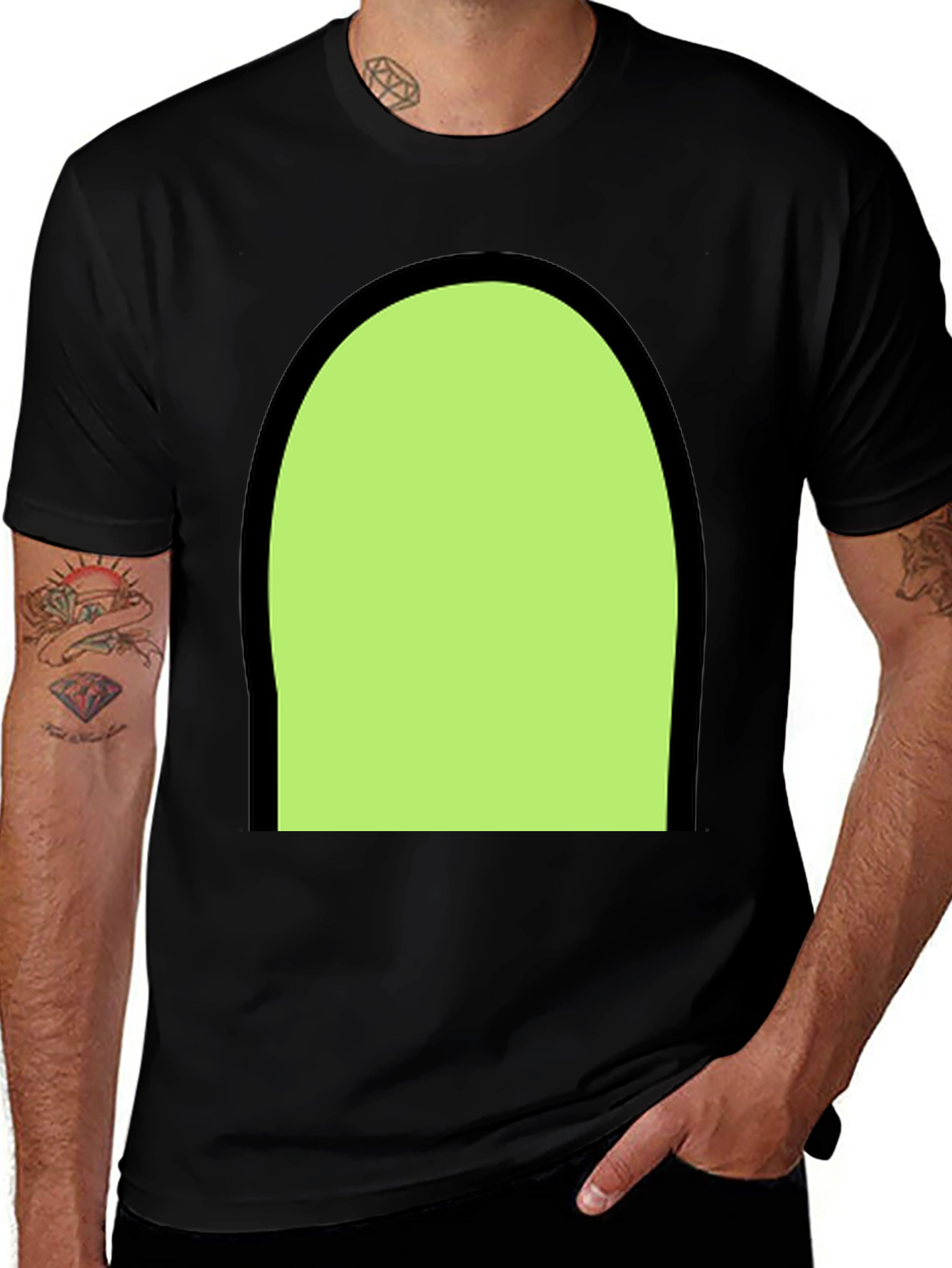 Variant 25 of Black T-Shirt with Green Arch Graphic