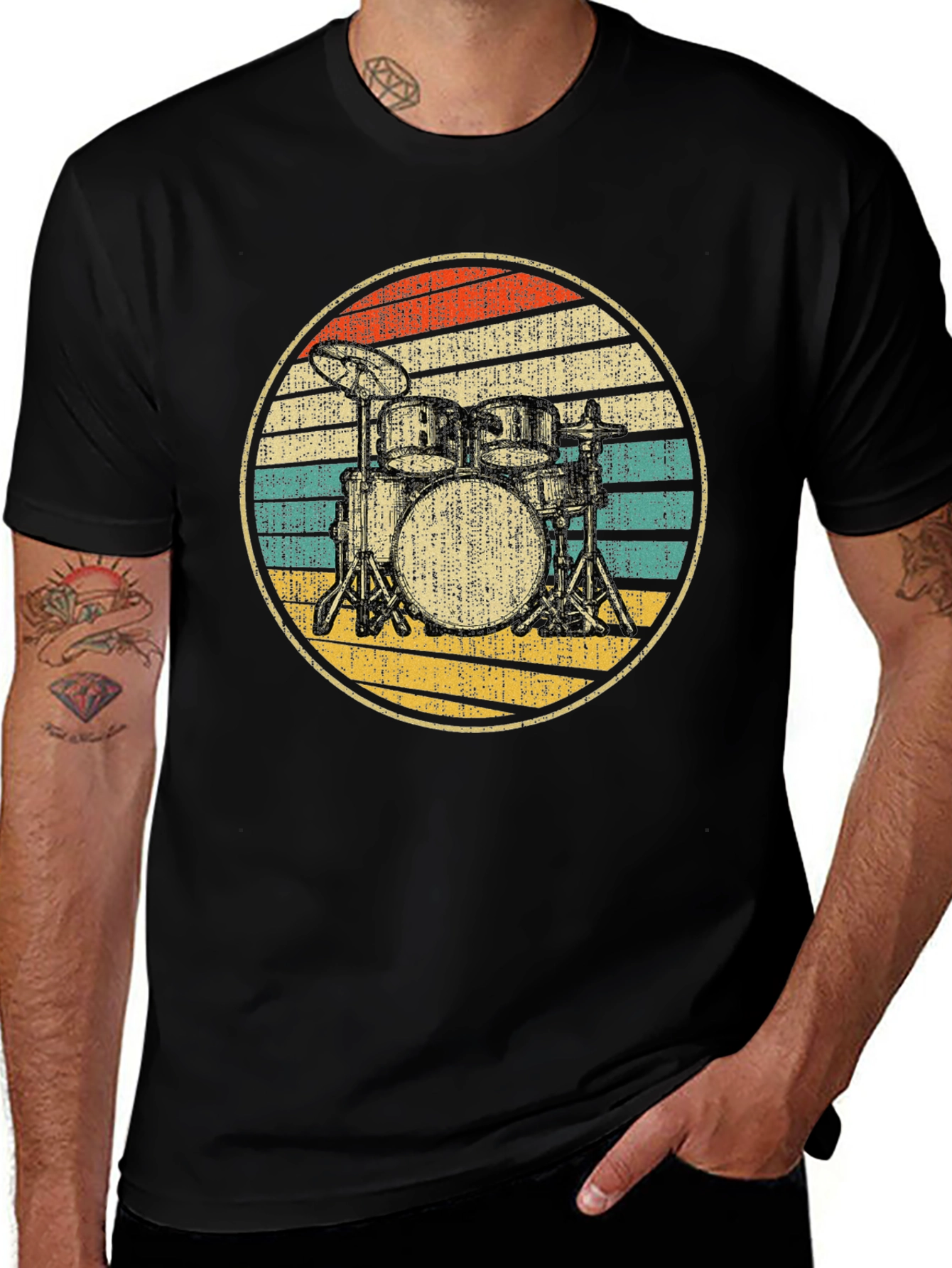 Variant 7 of Retro Drum Set Graphic Tee - Vintage Style