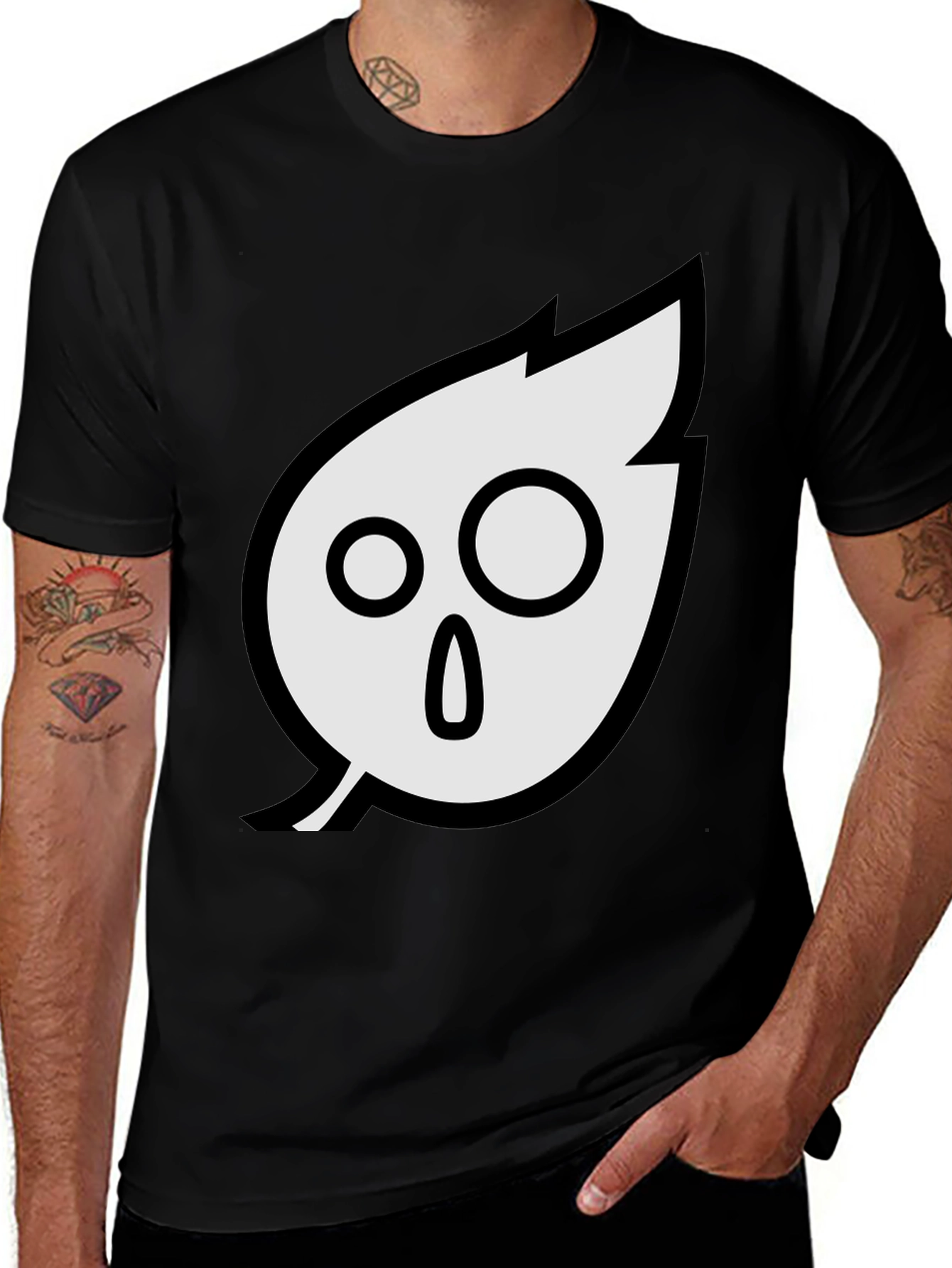 Black Spooky Leaf Graphic Tee - Soft Cotton Blend main image