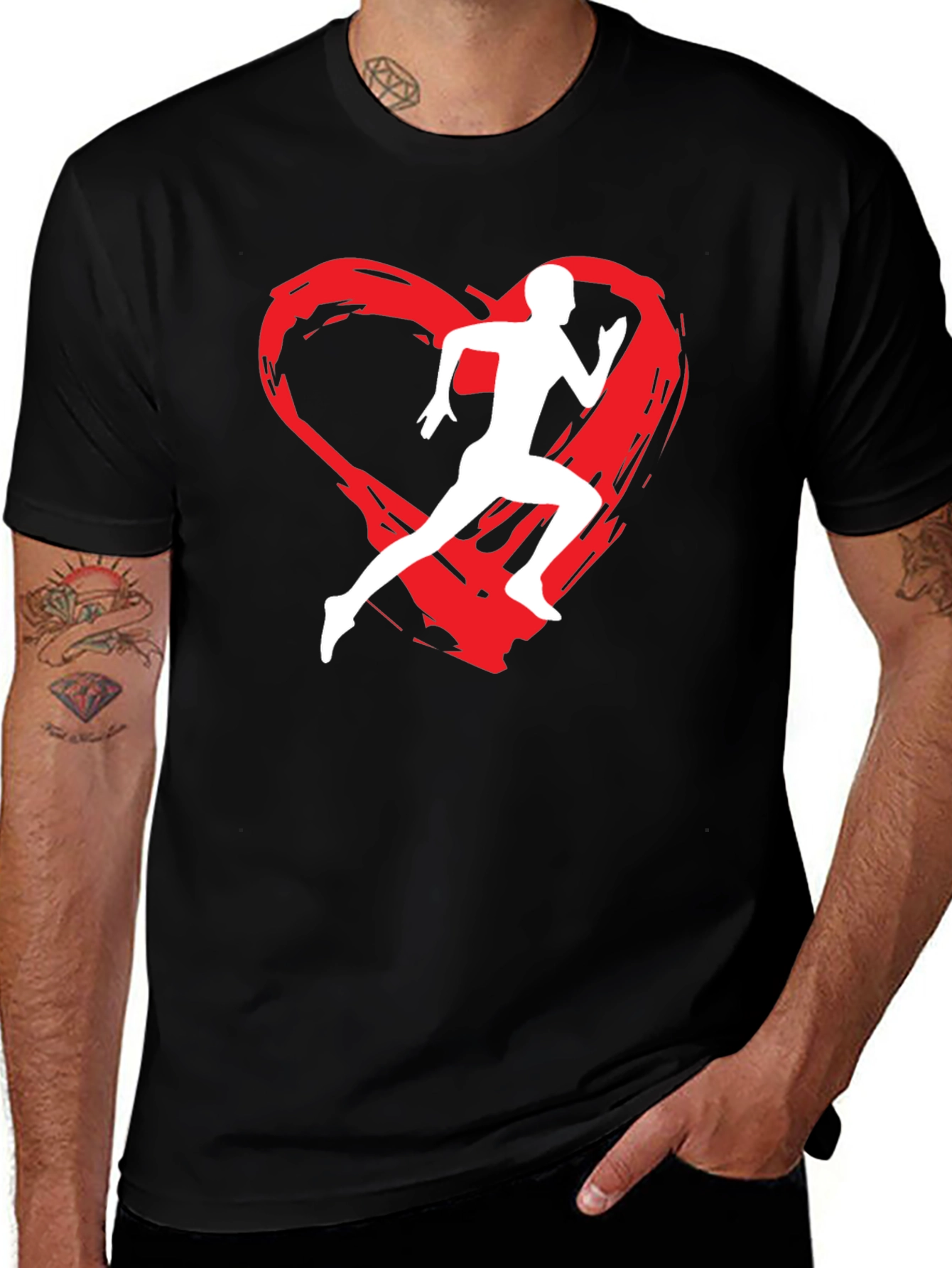 Variant 30 of Runner's Heart Graphic T-Shirt - Black
