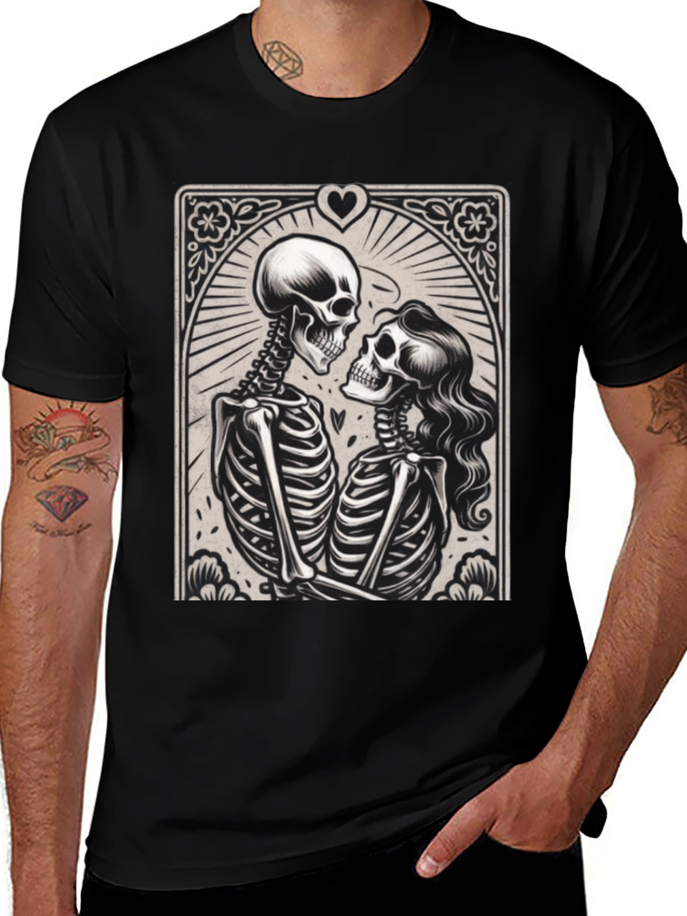 Variant 3 of Skeleton Lovers Graphic Tee - Gothic Romance