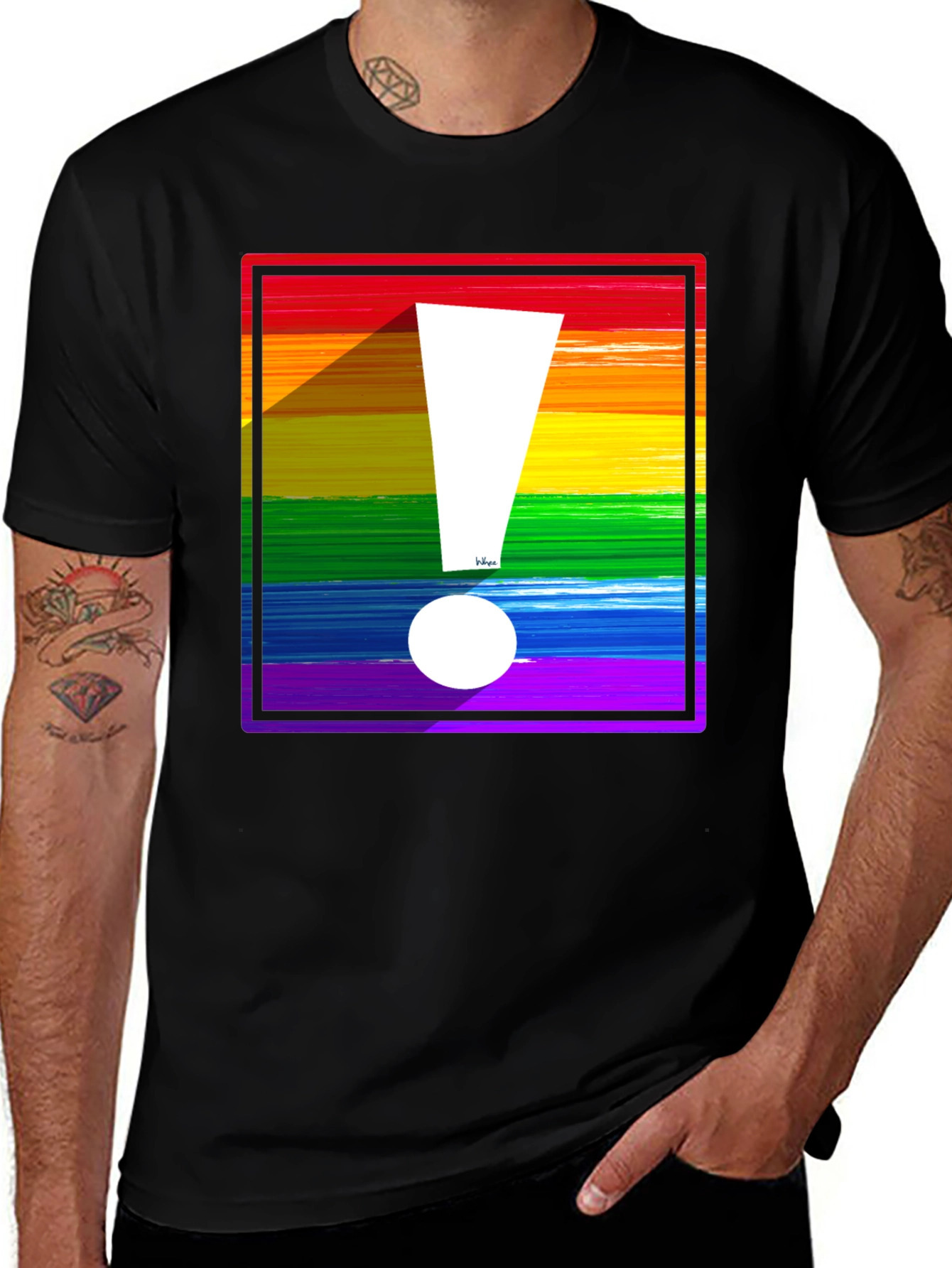 Variant 14 of Rainbow Exclamation Tee - Bold Pride Statement