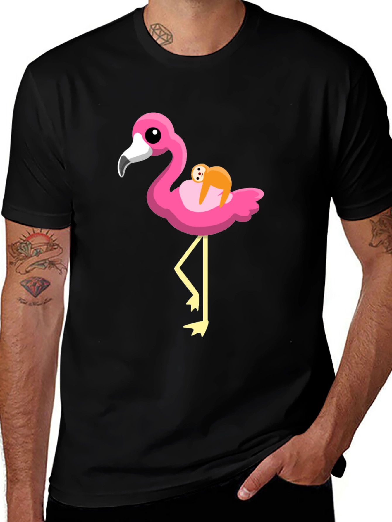 Variant 29 of Flamingo Sloth T-Shirt - Quirky Graphic Tee