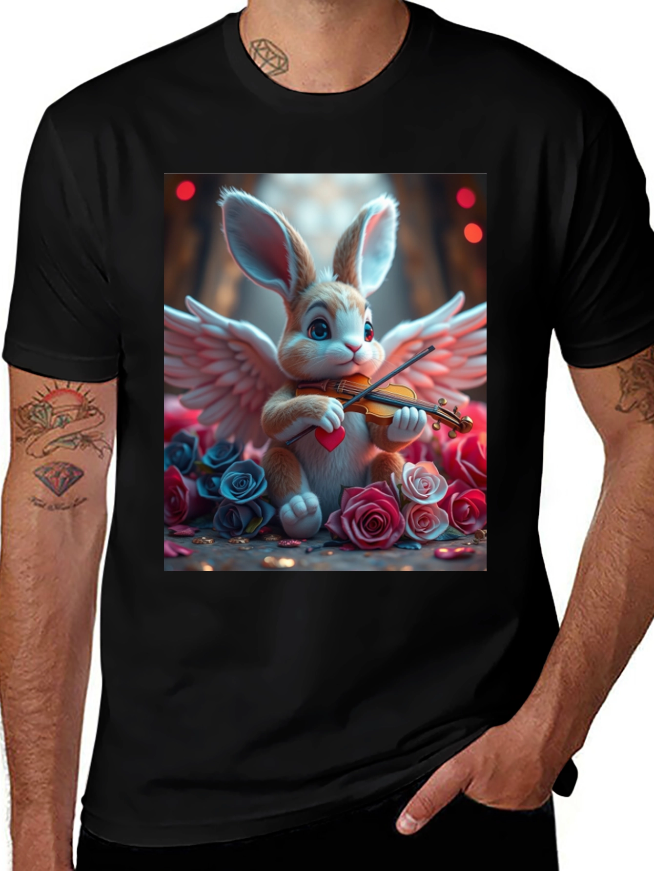 Variant 8 of Bunny Angel Playing Violin T-Shirt