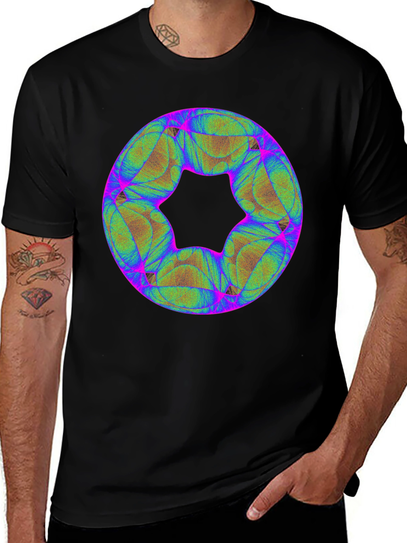Variant 12 of Abstract Geometric Graphic Black T-Shirt