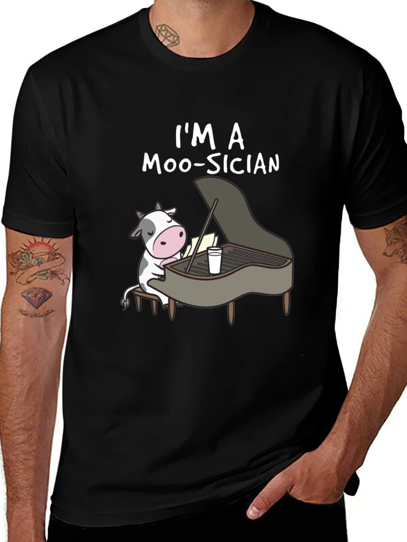Variant 19 of I'm a Moo-sician Funny Cow Piano T-Shirt