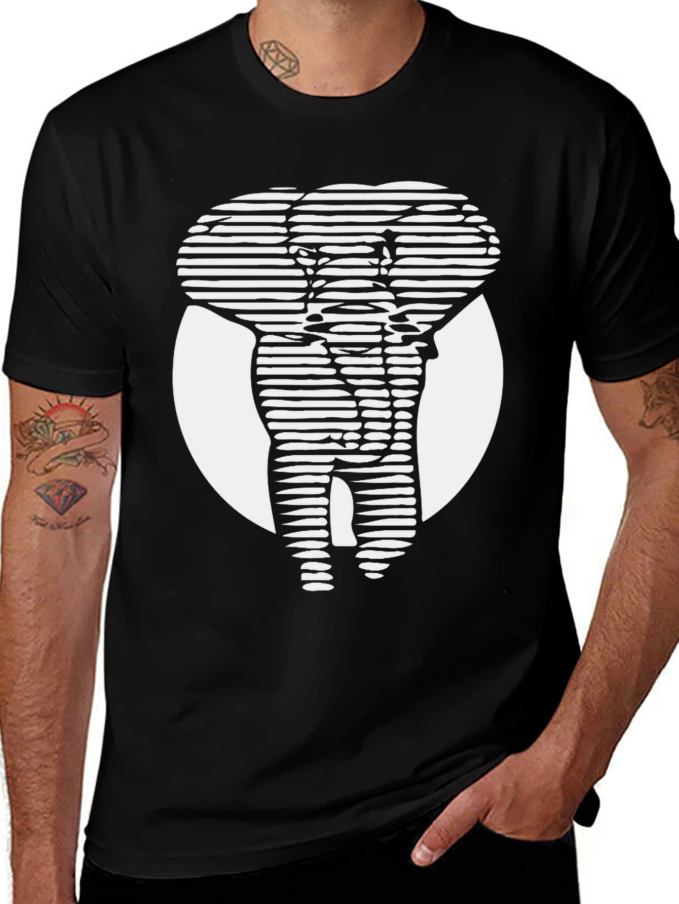 Variant 20 of Optical Illusion Elephant Graphic Tee