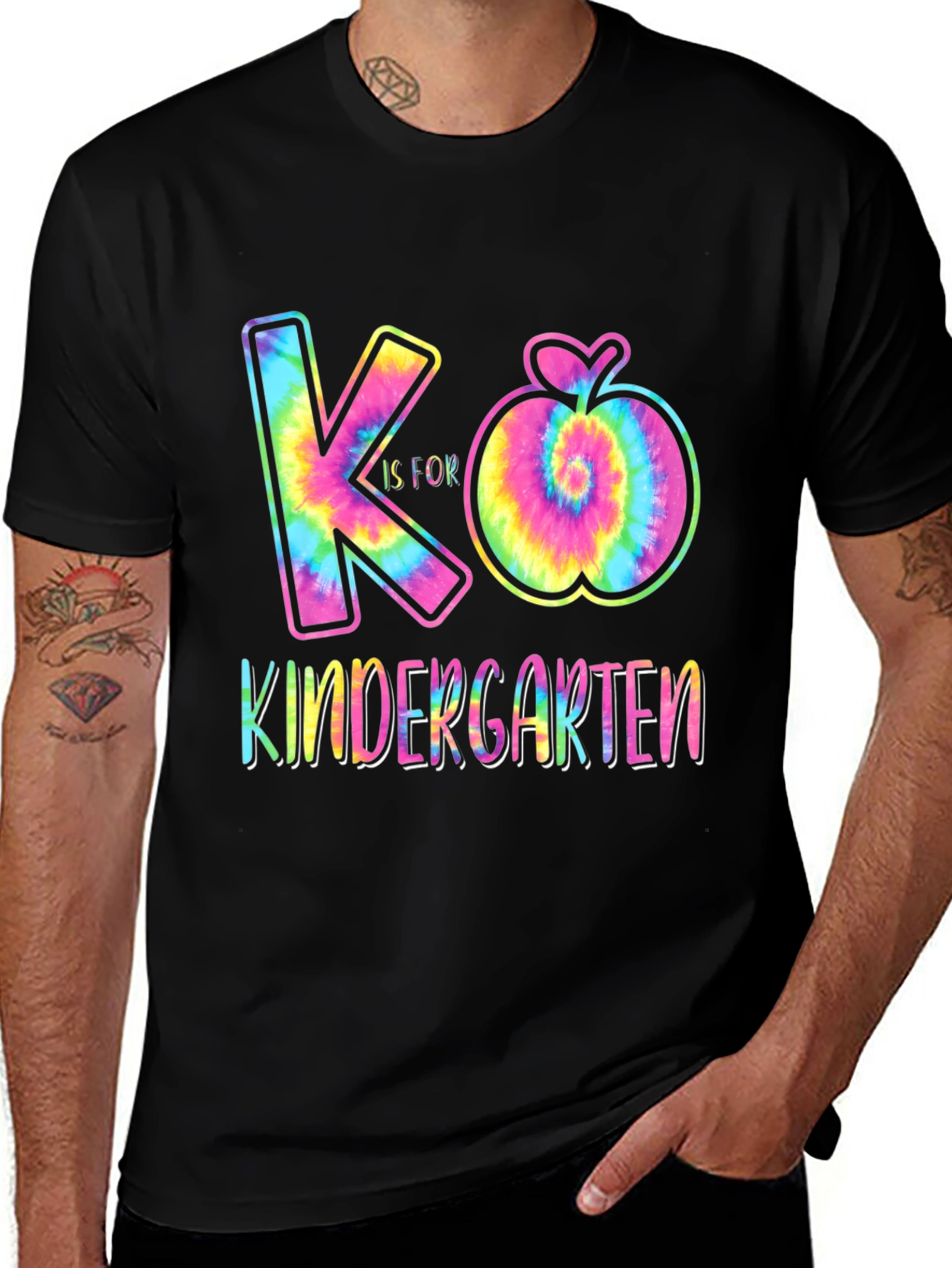 Variant 7 of K is for Kindergarten Tie Dye Teacher Shirt