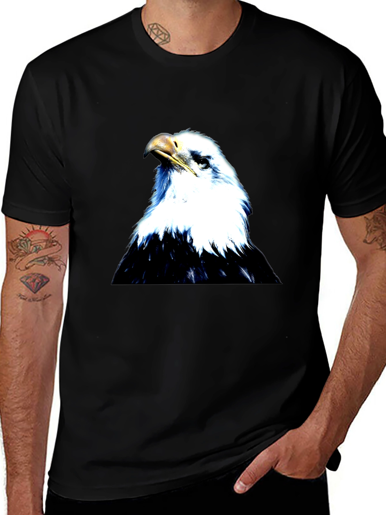 Black Eagle Graphic Black T-Shirt for Men main image