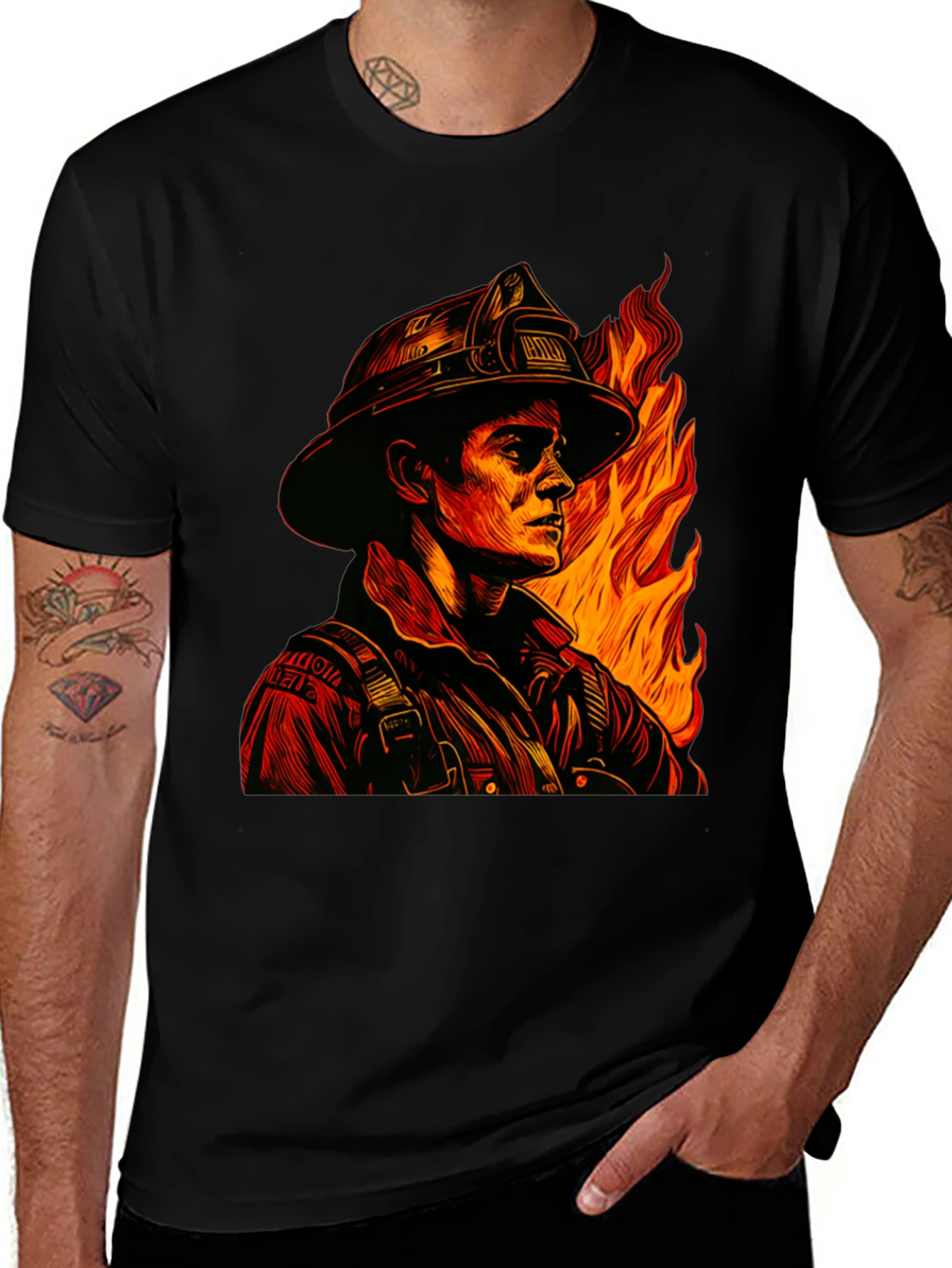 Variant 5 of Firefighter Graphic Tee - Brave Hero Design