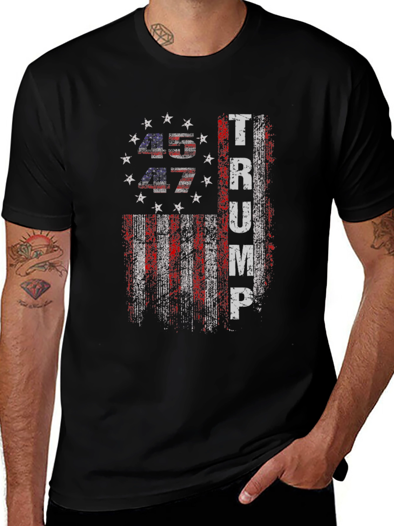 Trump 45 47 Flag Graphic T-Shirt