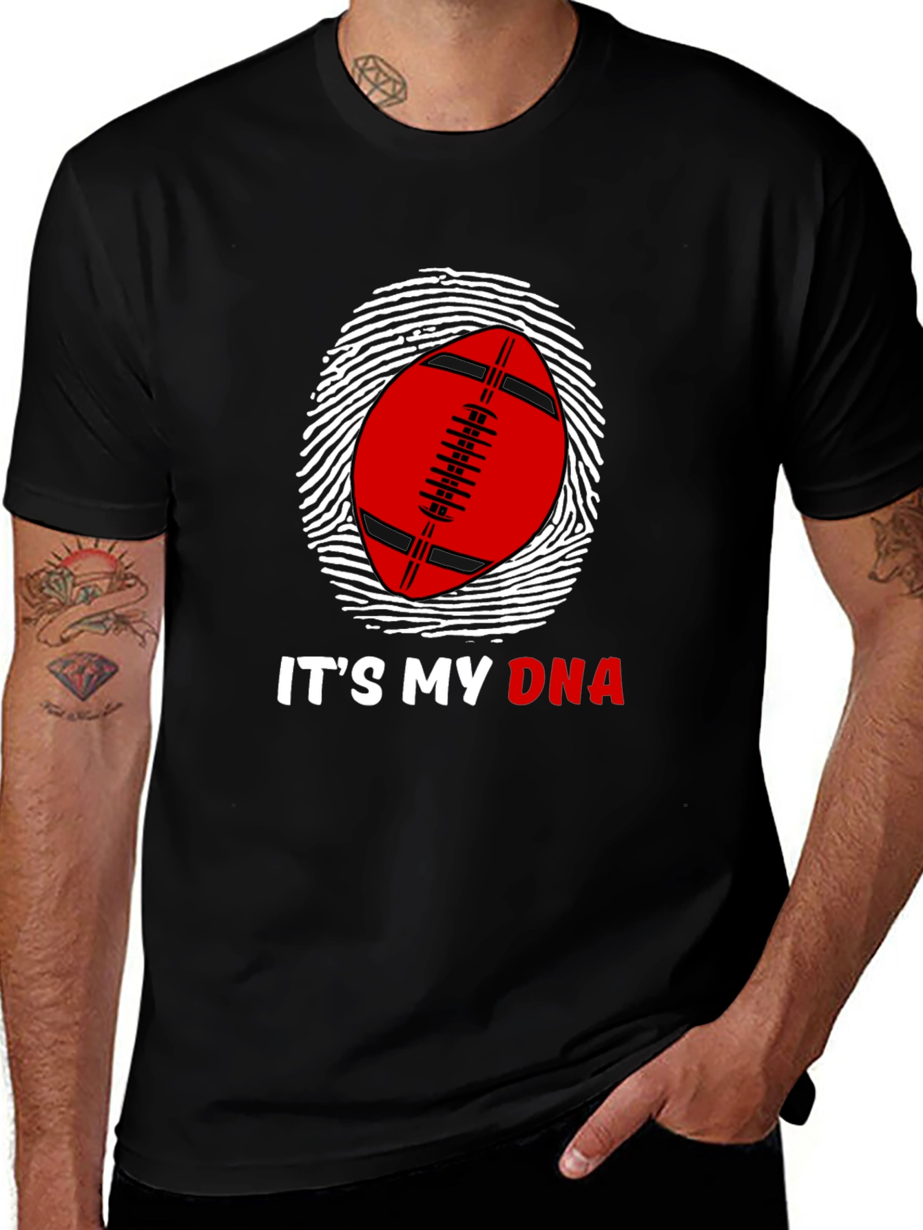 Variant 20 of Football DNA T-Shirt - Black Graphic Tee