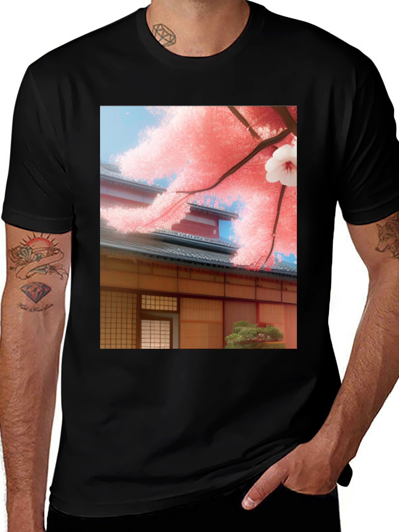 Variant 9 of Sakura House Graphic Tee - Japanese Inspired Design