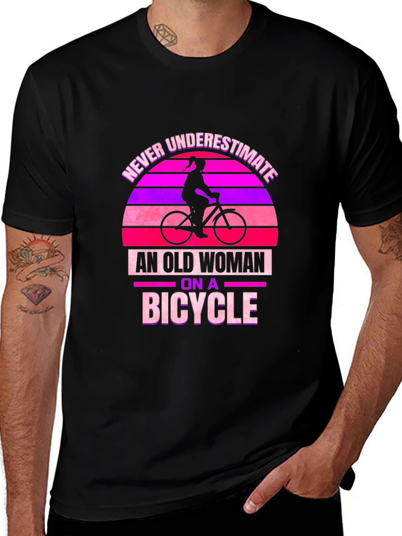 Variant 7 of Never Underestimate Old Woman On A Bicycle T-Shirt