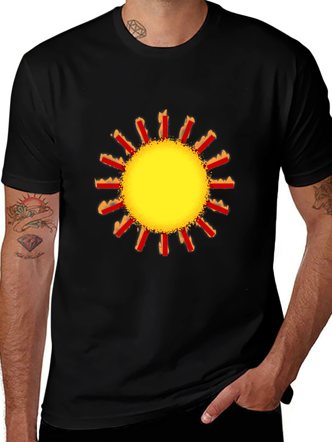 Variant 6 of Vibrant Sun Graphic Black T-Shirt