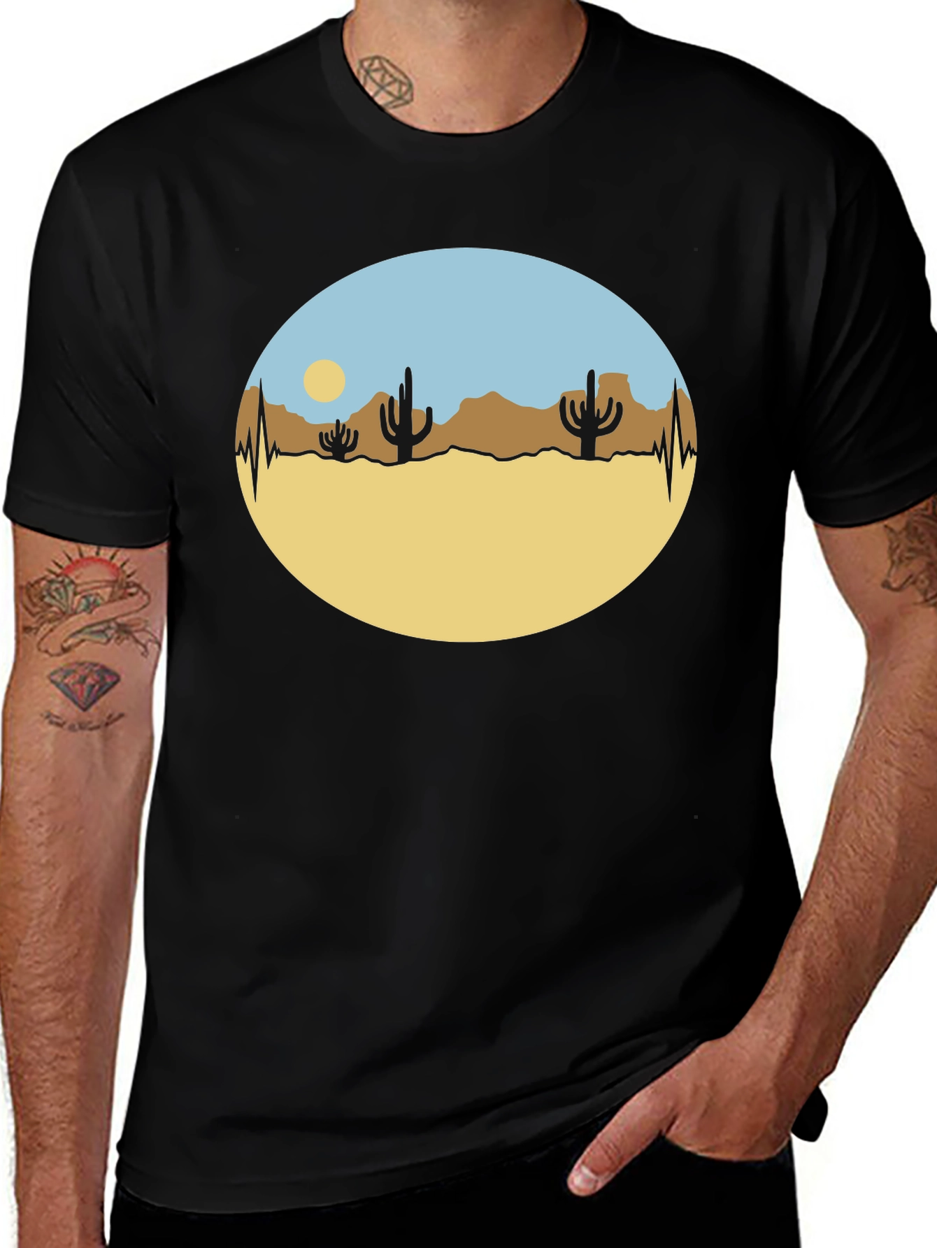 Variant 12 of Desert Vibe T-Shirt - Heartbeat Cactus Graphic Tee