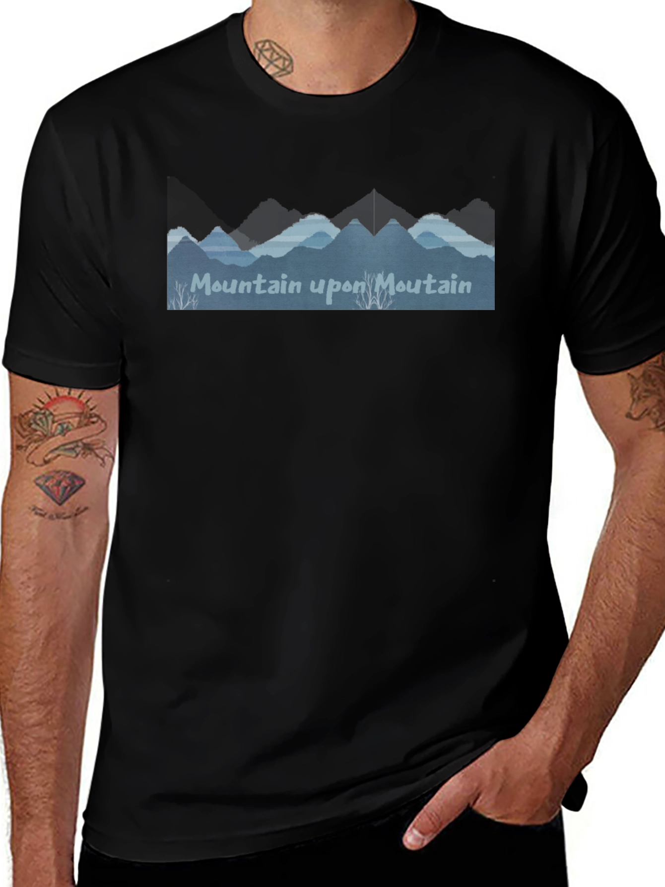 Variant 5 of Mountain Upon Mountain Graphic Tee - Black