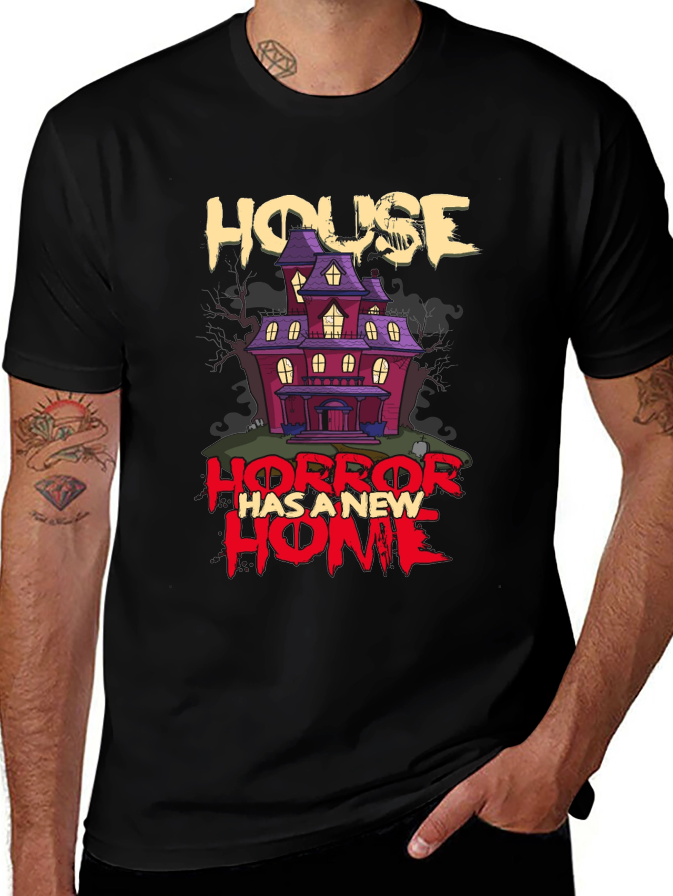 Horror House Graphic T-Shirt - Halloween Style